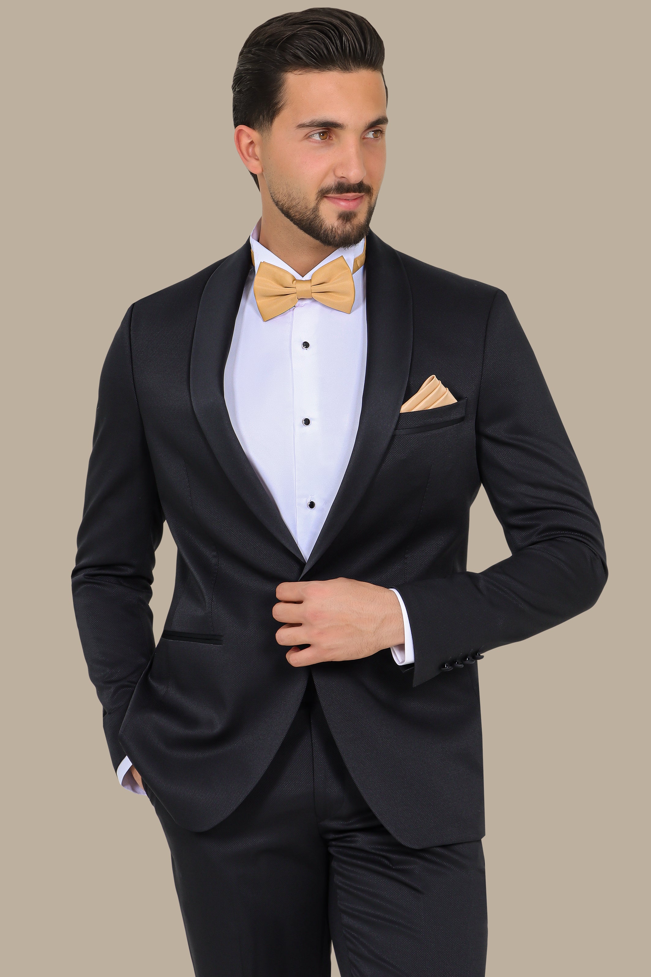 Black Pique Shawl Collar Tuxedo