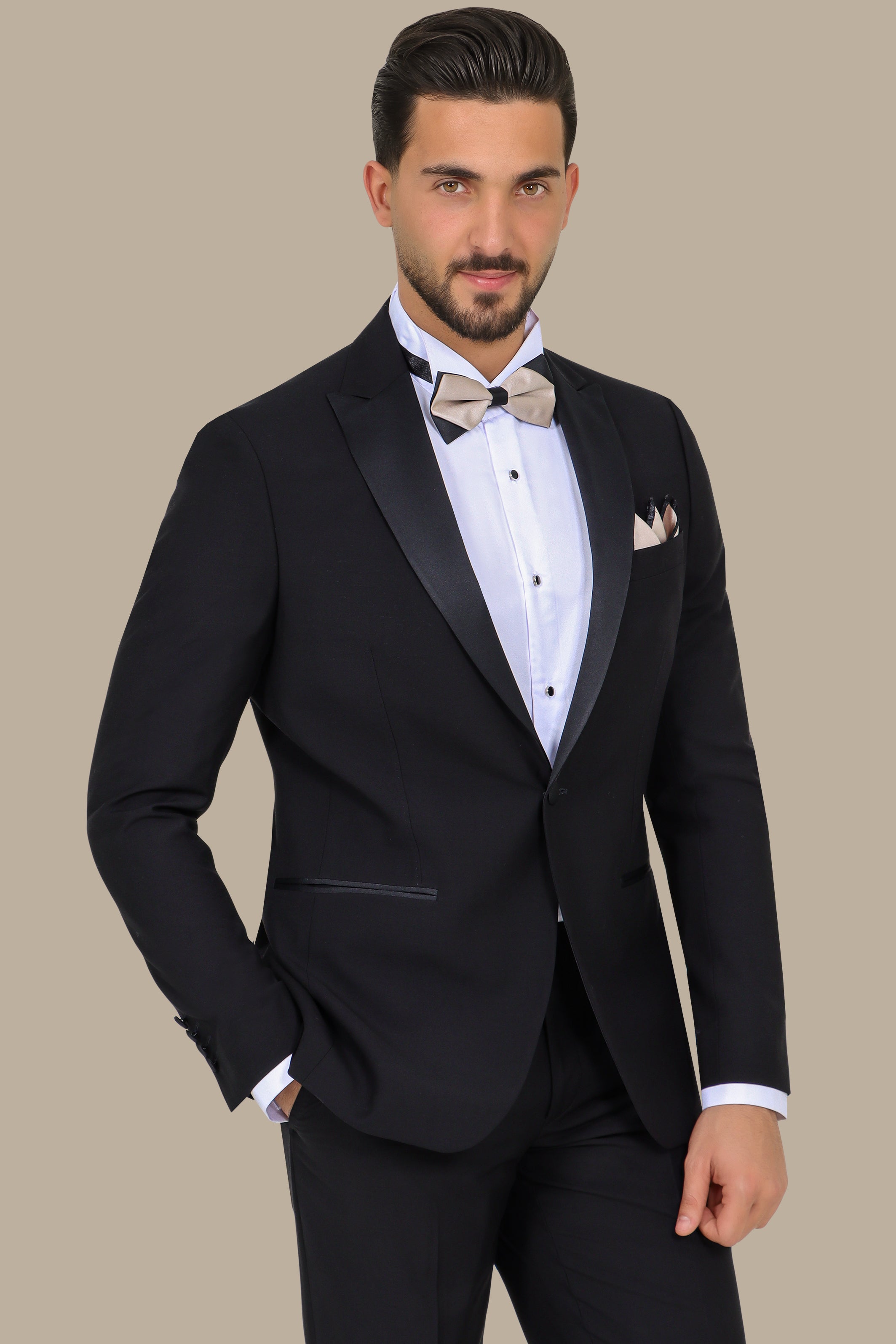 Classic Black Peak Lapel Tuxedo