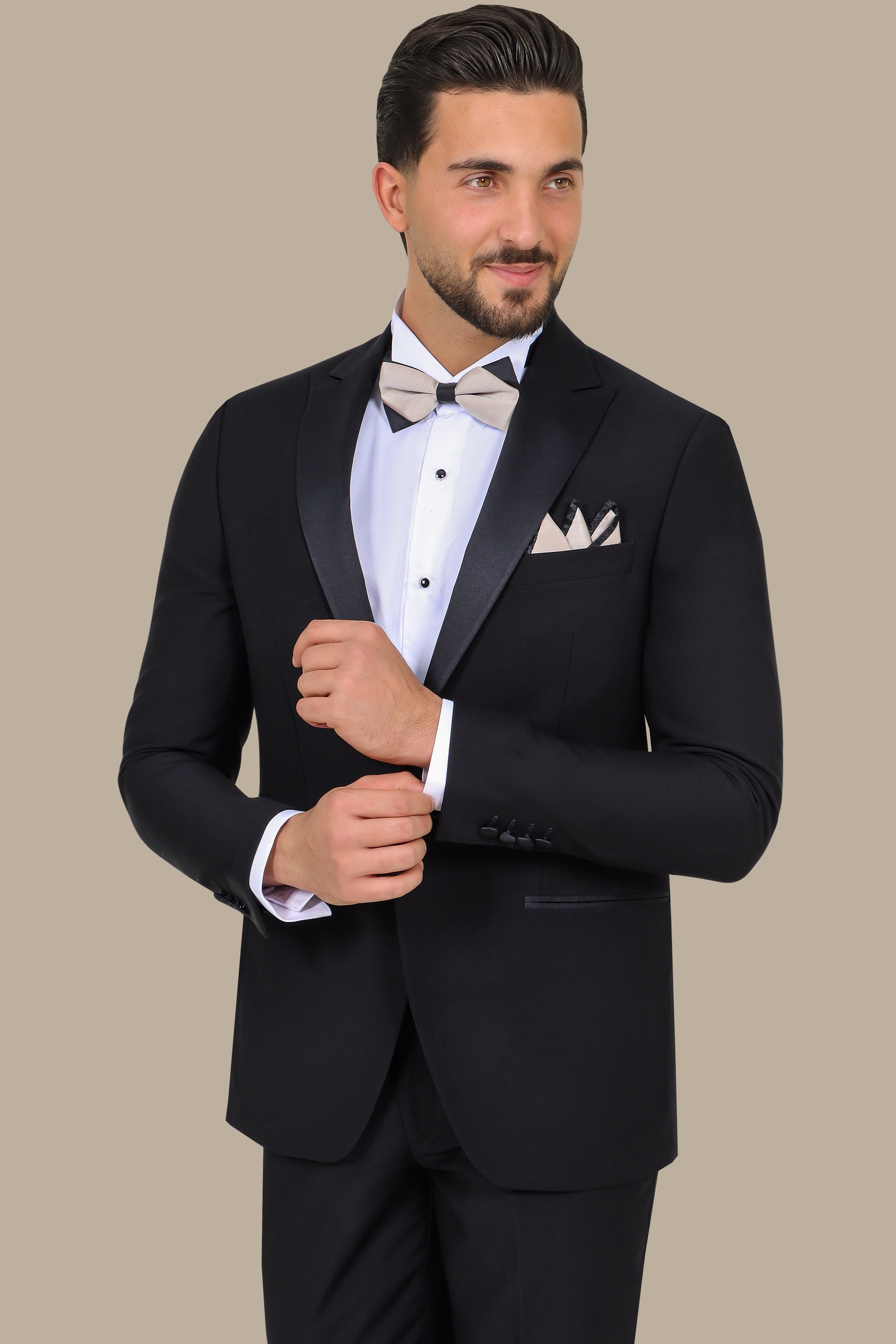 Classic Black Peak Lapel Tuxedo