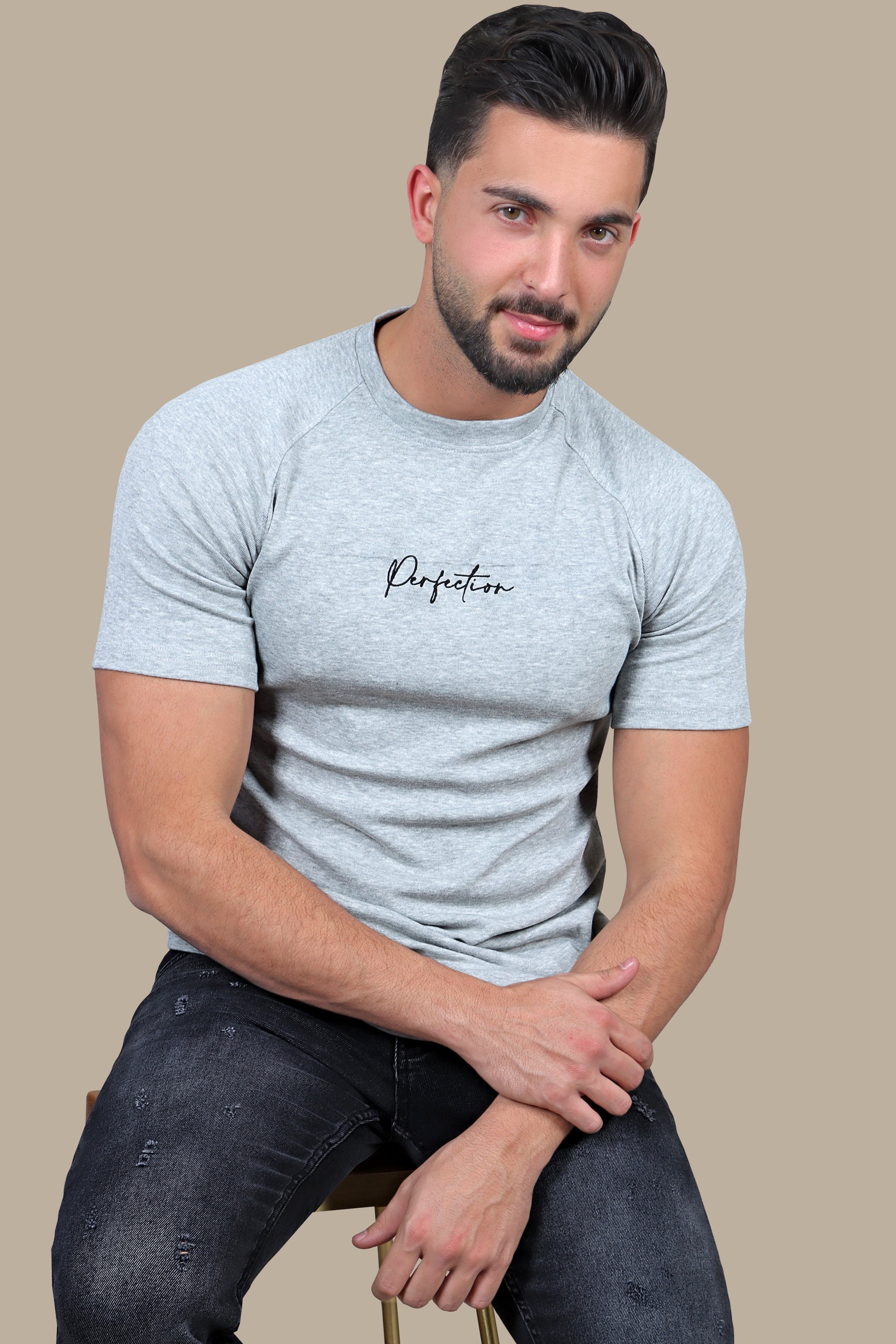 Grey Mirage: Printed Perfection T-Shirt