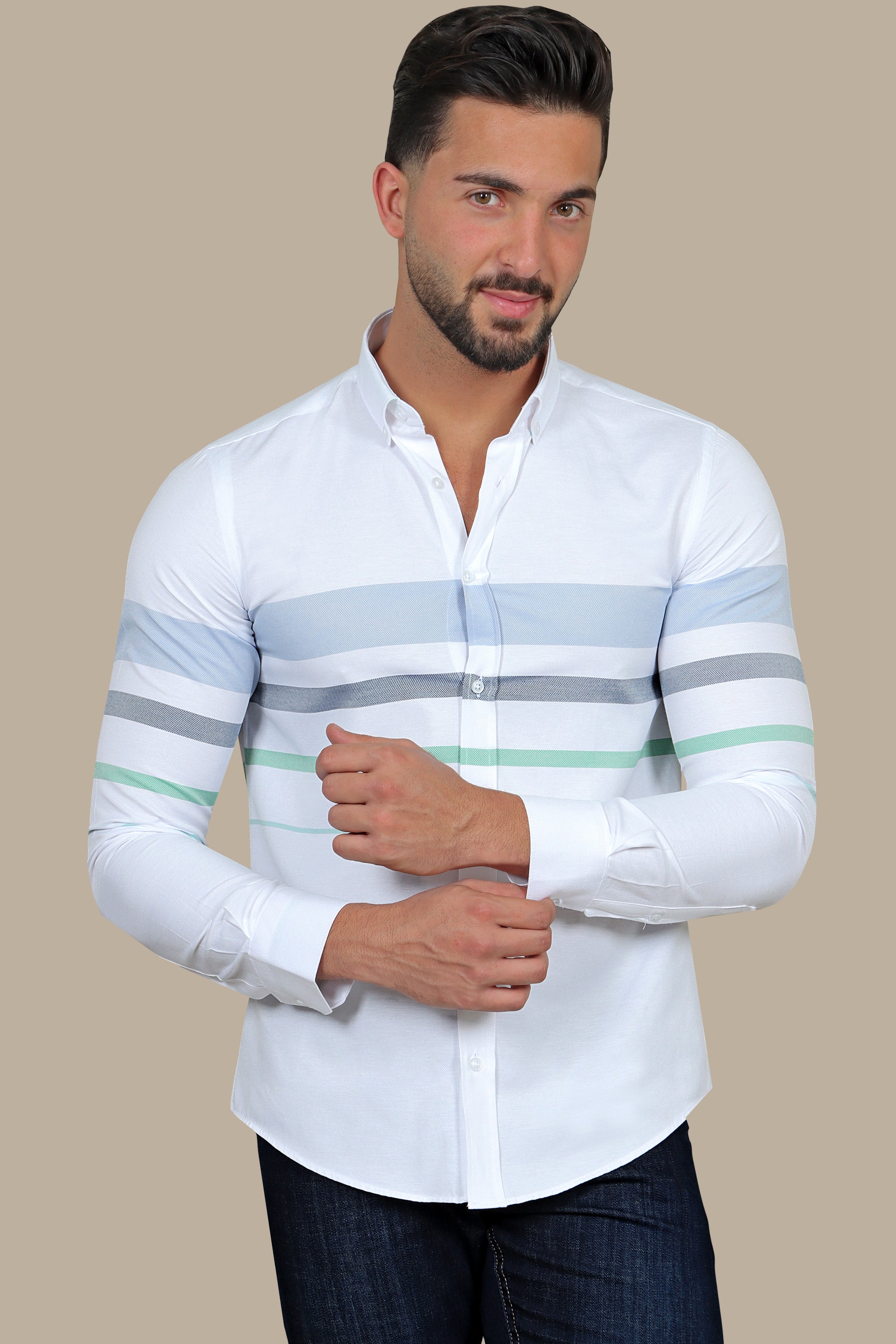 Frosty Gradient: White Degradé Stripes Shirt