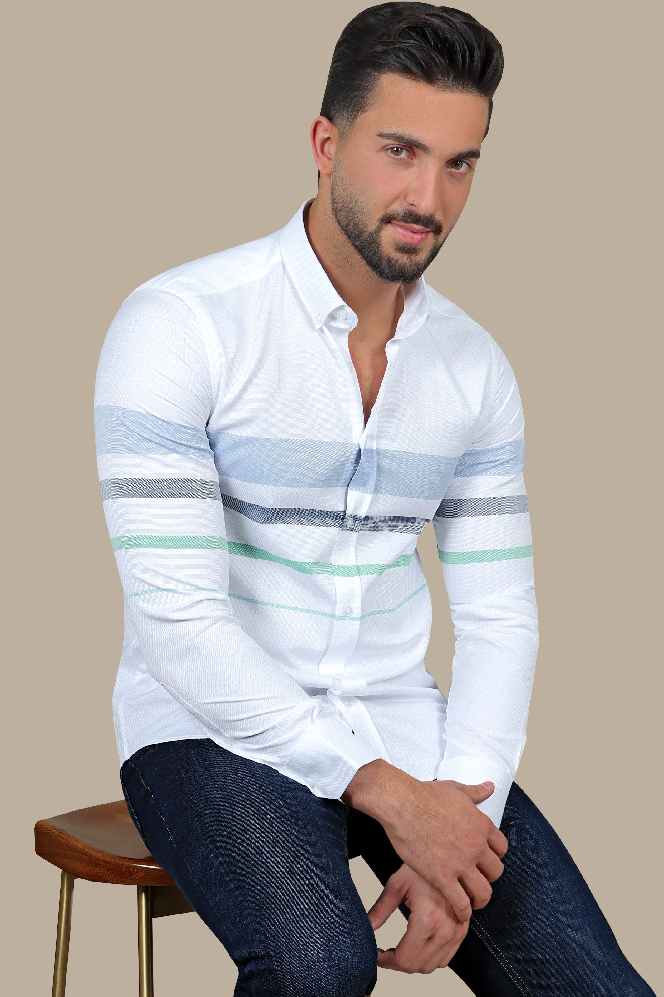 Frosty Gradient: White Degradé Stripes Shirt