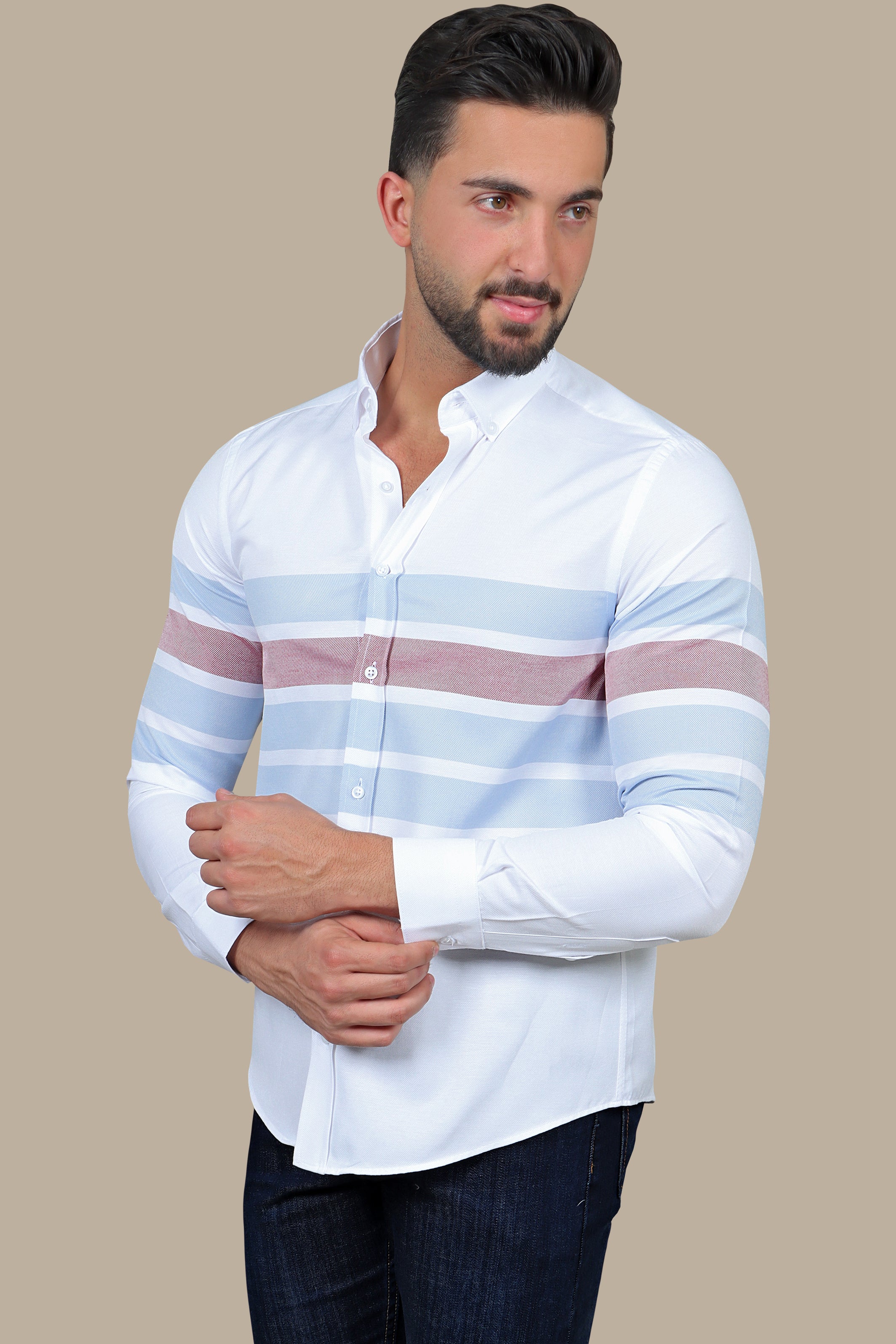 Ocean Breeze: Blue Wide Striped Shirt