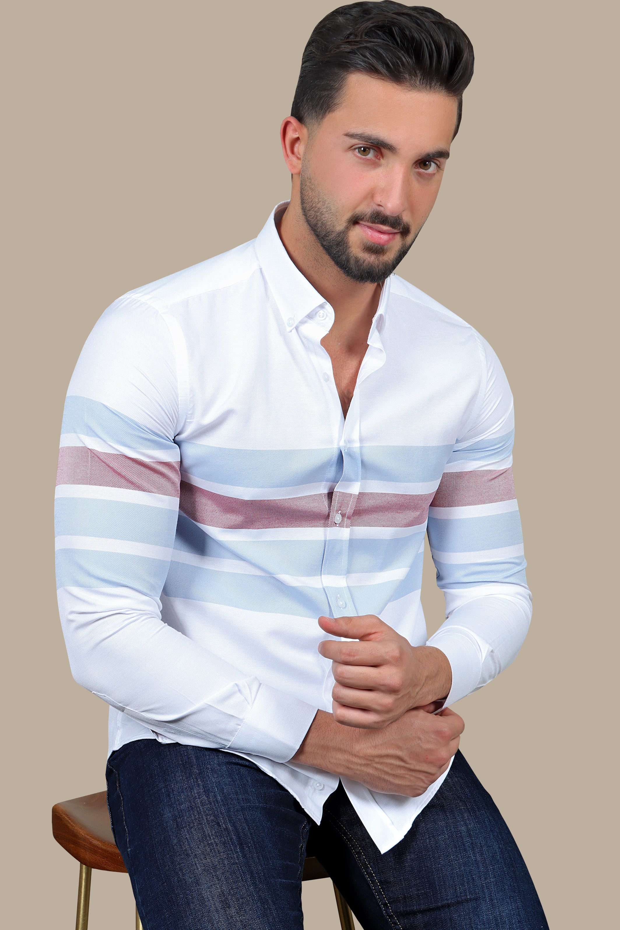 Ocean Breeze: Blue Wide Striped Shirt