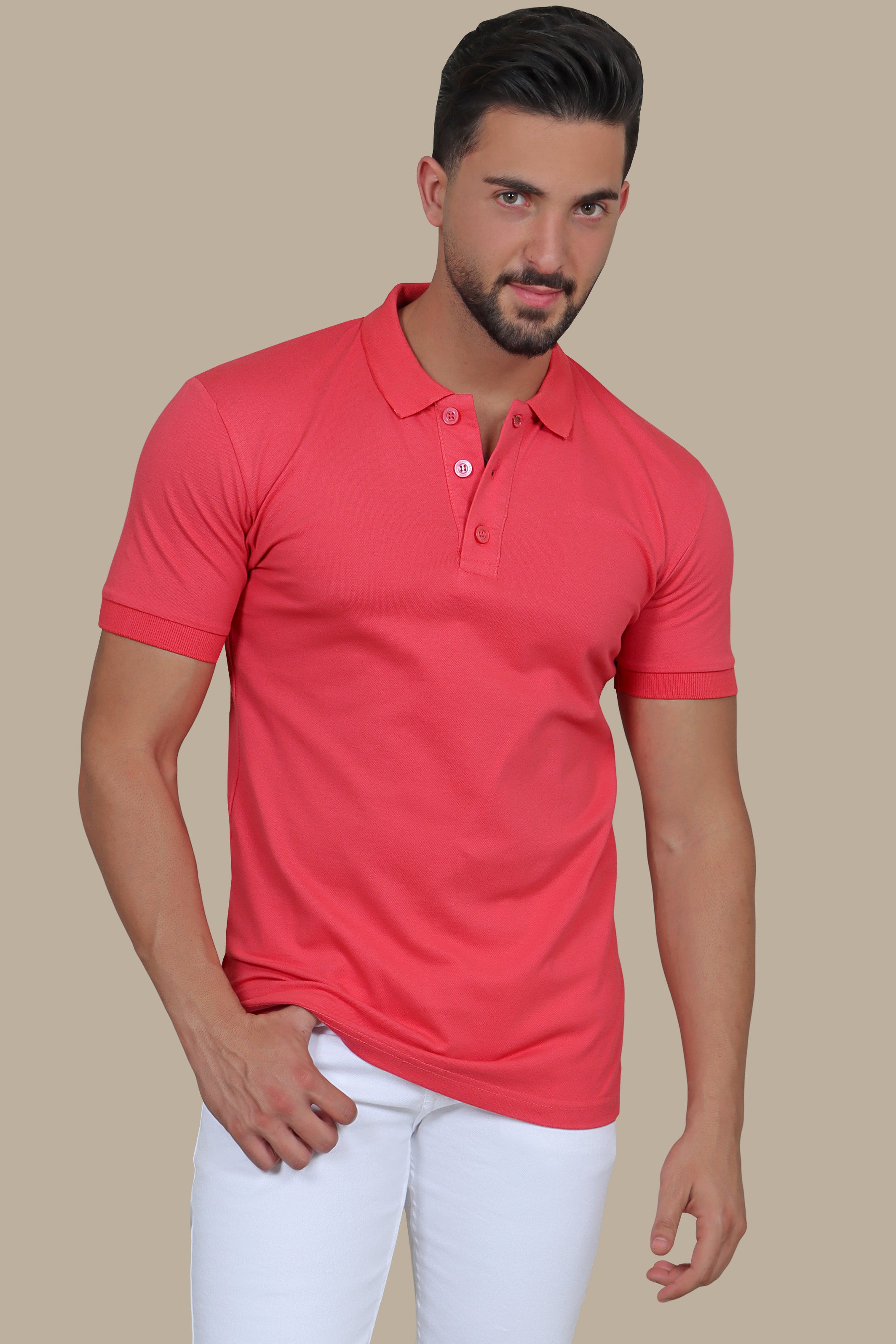 Coral Charm: Polo S/SL Basic Coral