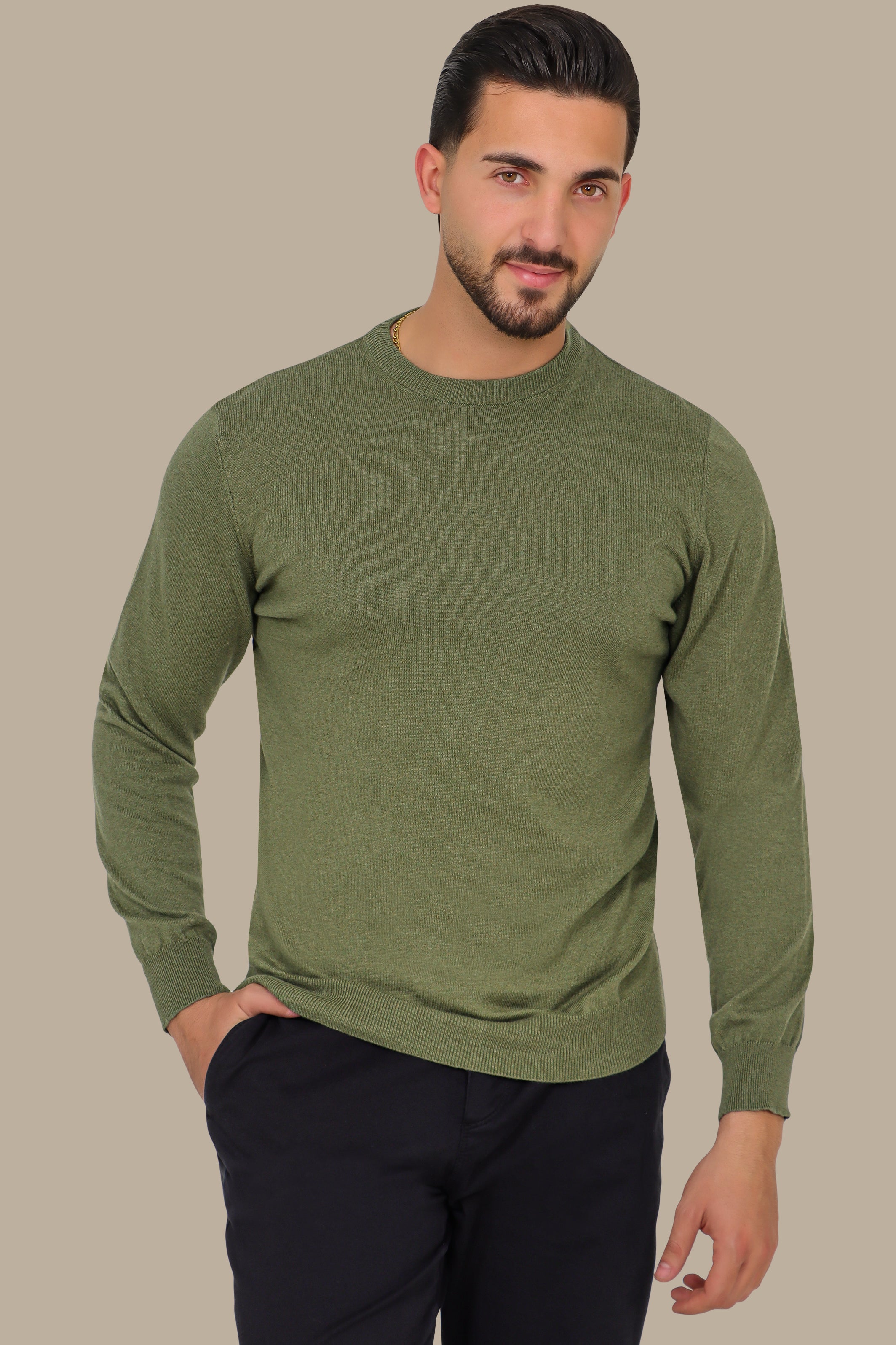 Light Green Round Neck Sweater