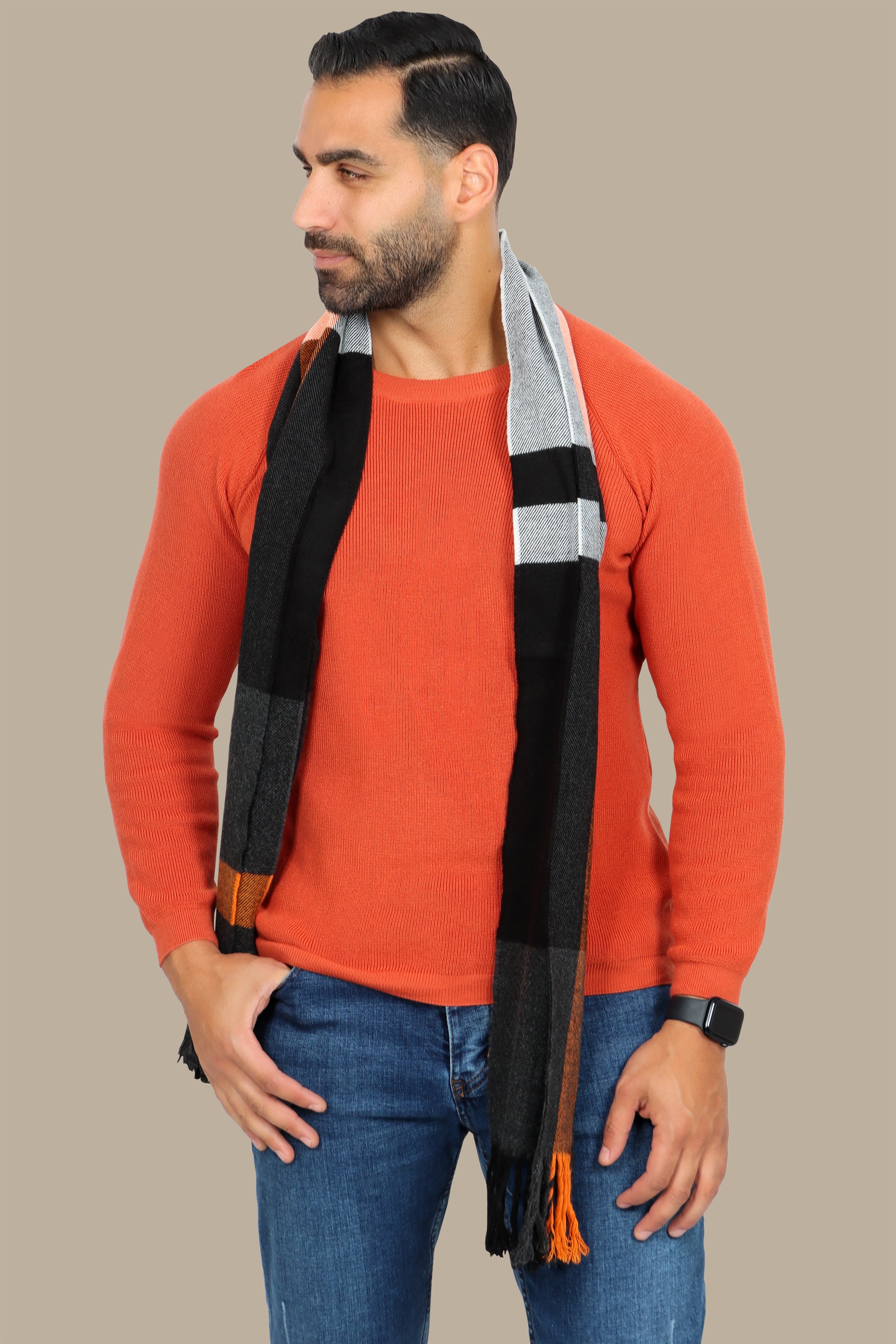 Light Orange Round Neck Sweater with Shoulder Cup