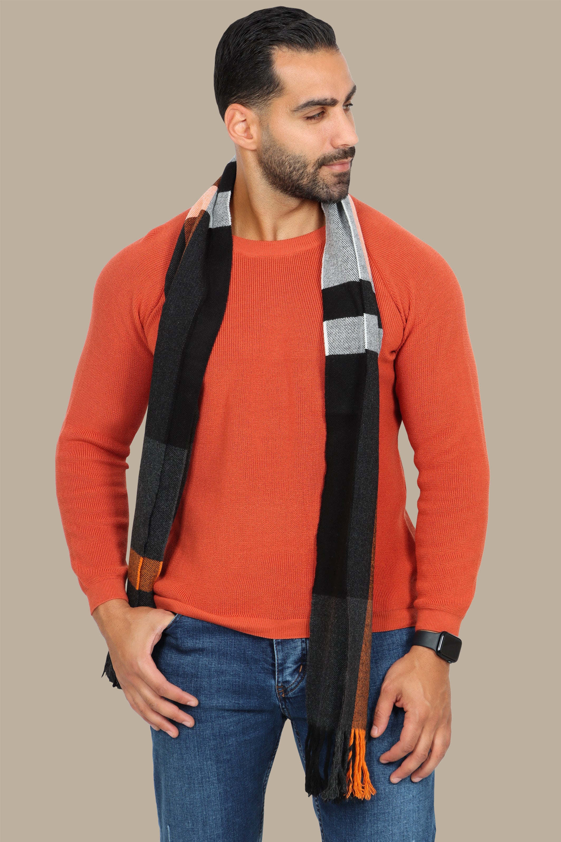 Light Orange Round Neck Sweater with Shoulder Cup