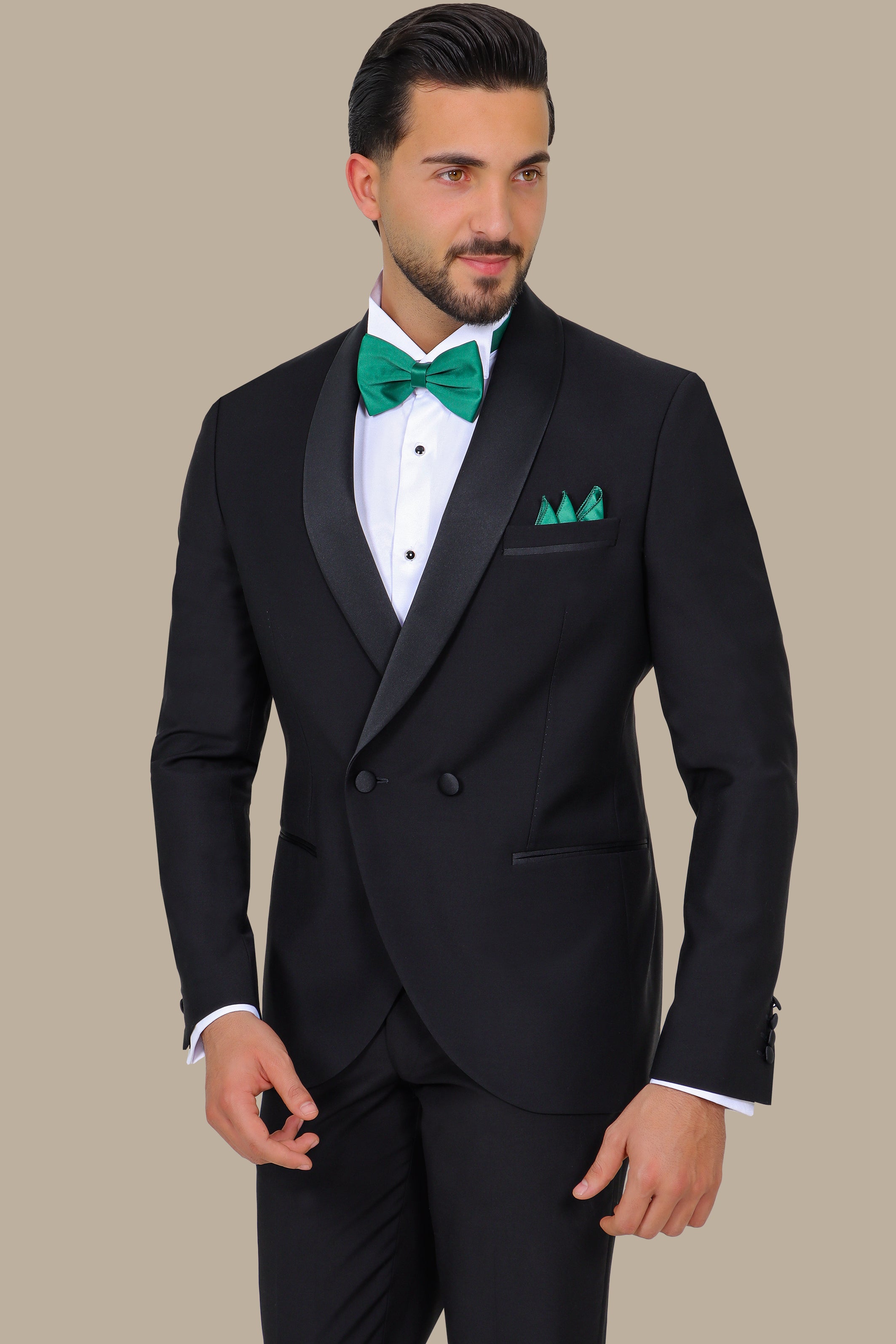 Black Double-Breasted Tuxedo with Shawl Collar