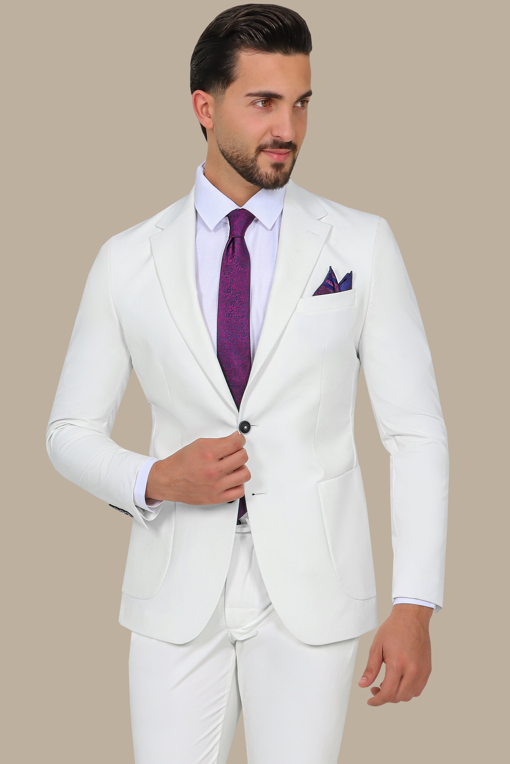 White Canvas: The Plain Patch Pocket Travel Suit