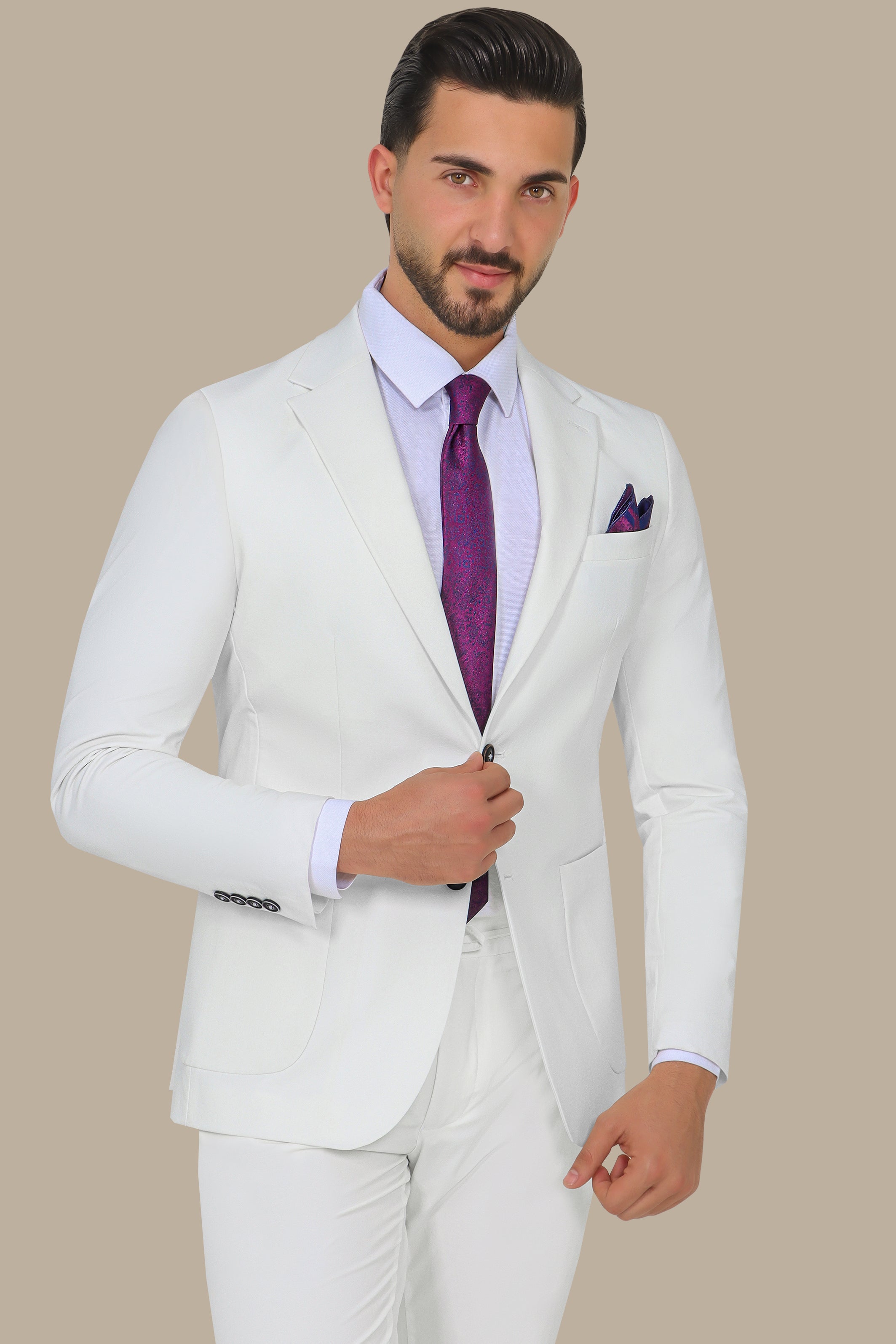 White Canvas: The Plain Patch Pocket Travel Suit