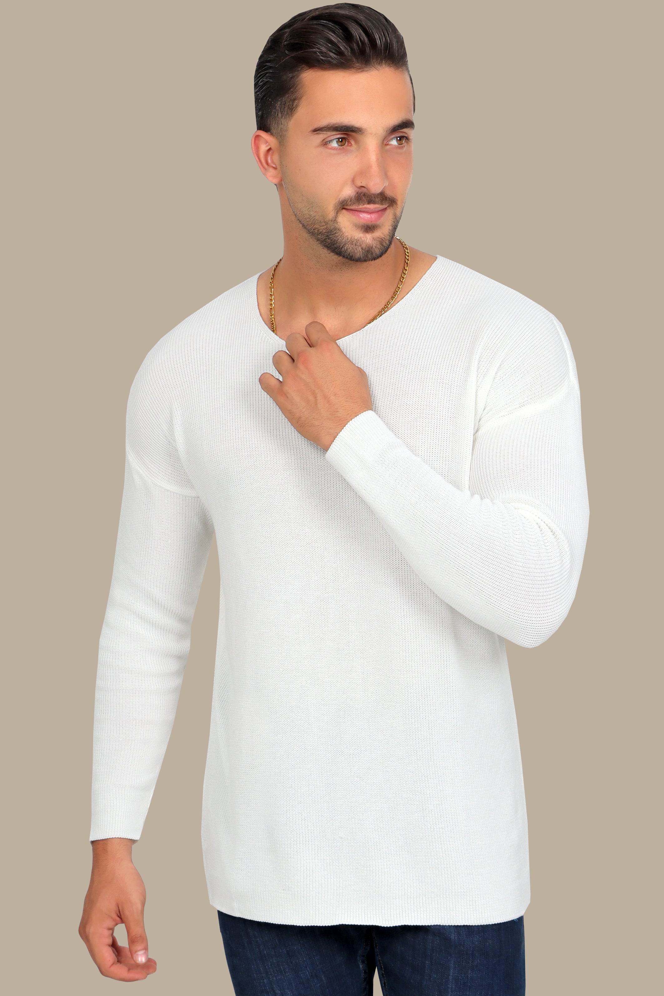 White Oversized Mercerized Sweater