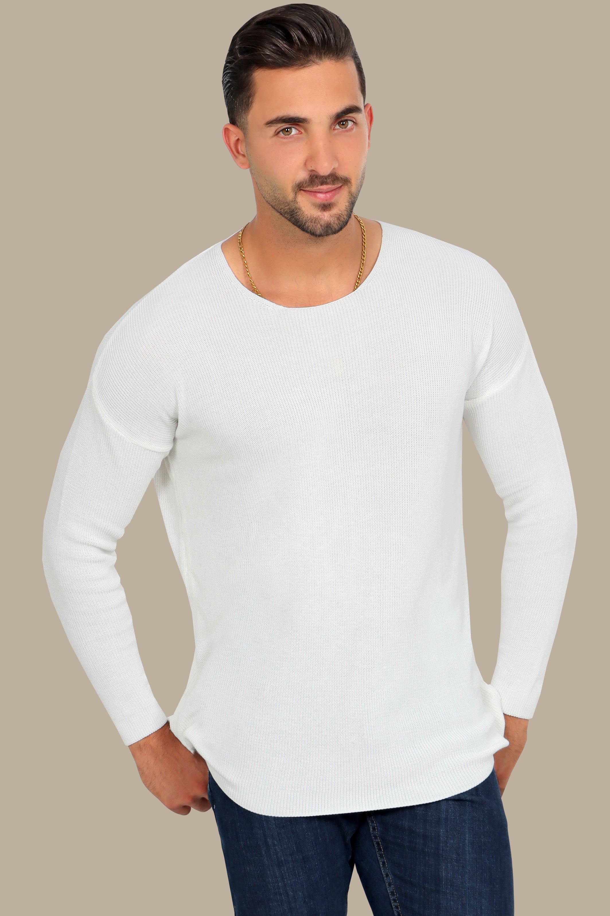 White Oversized Mercerized Sweater