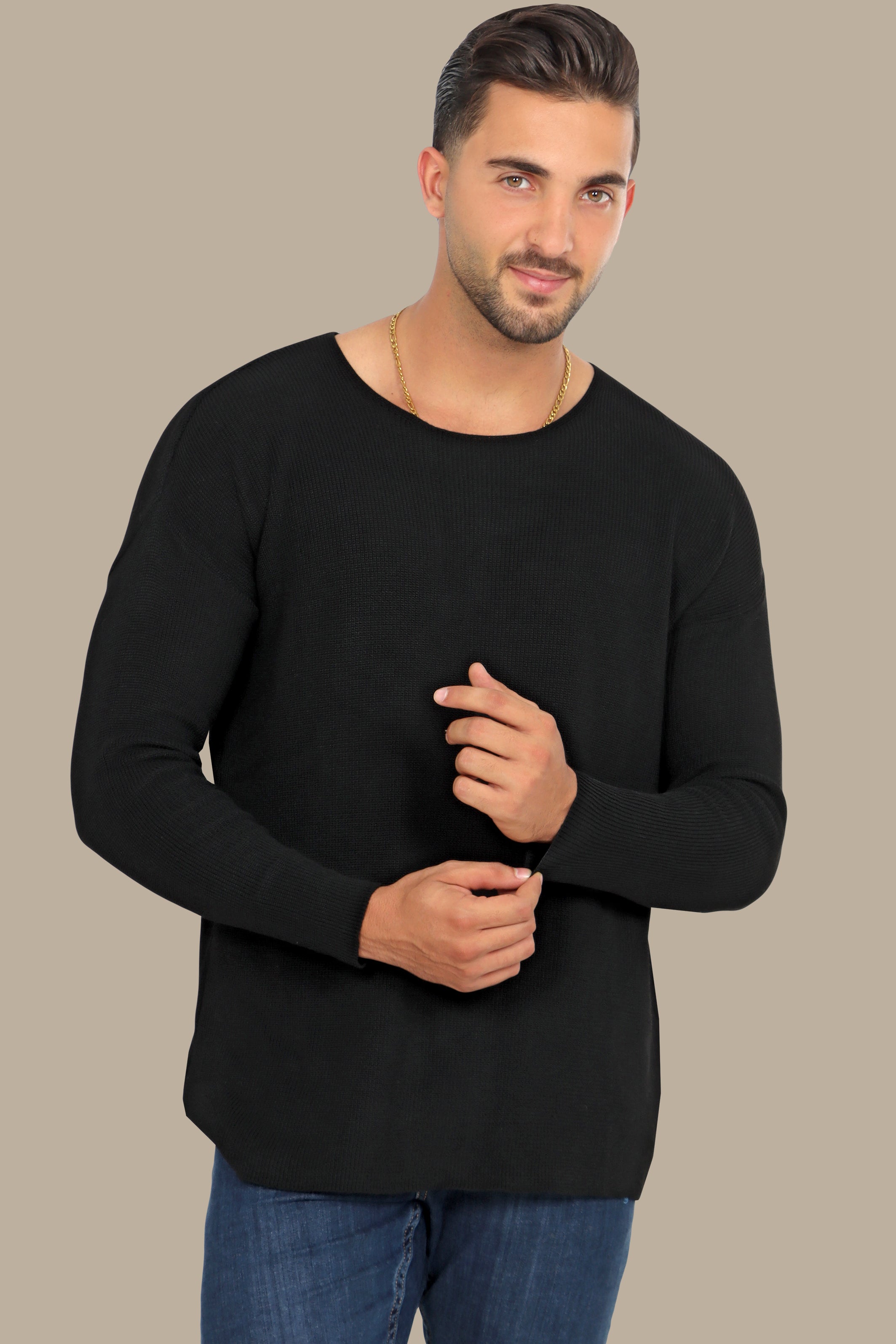 Black Oversized Mercerized Sweater