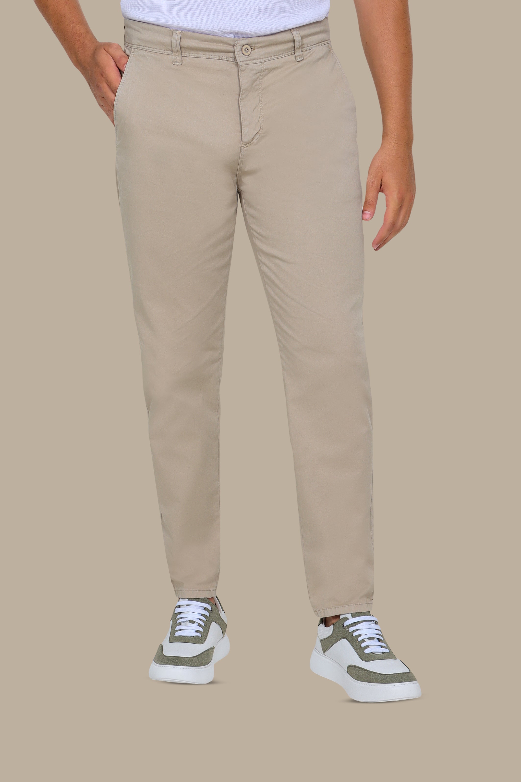 Light Beige Plain Chinos