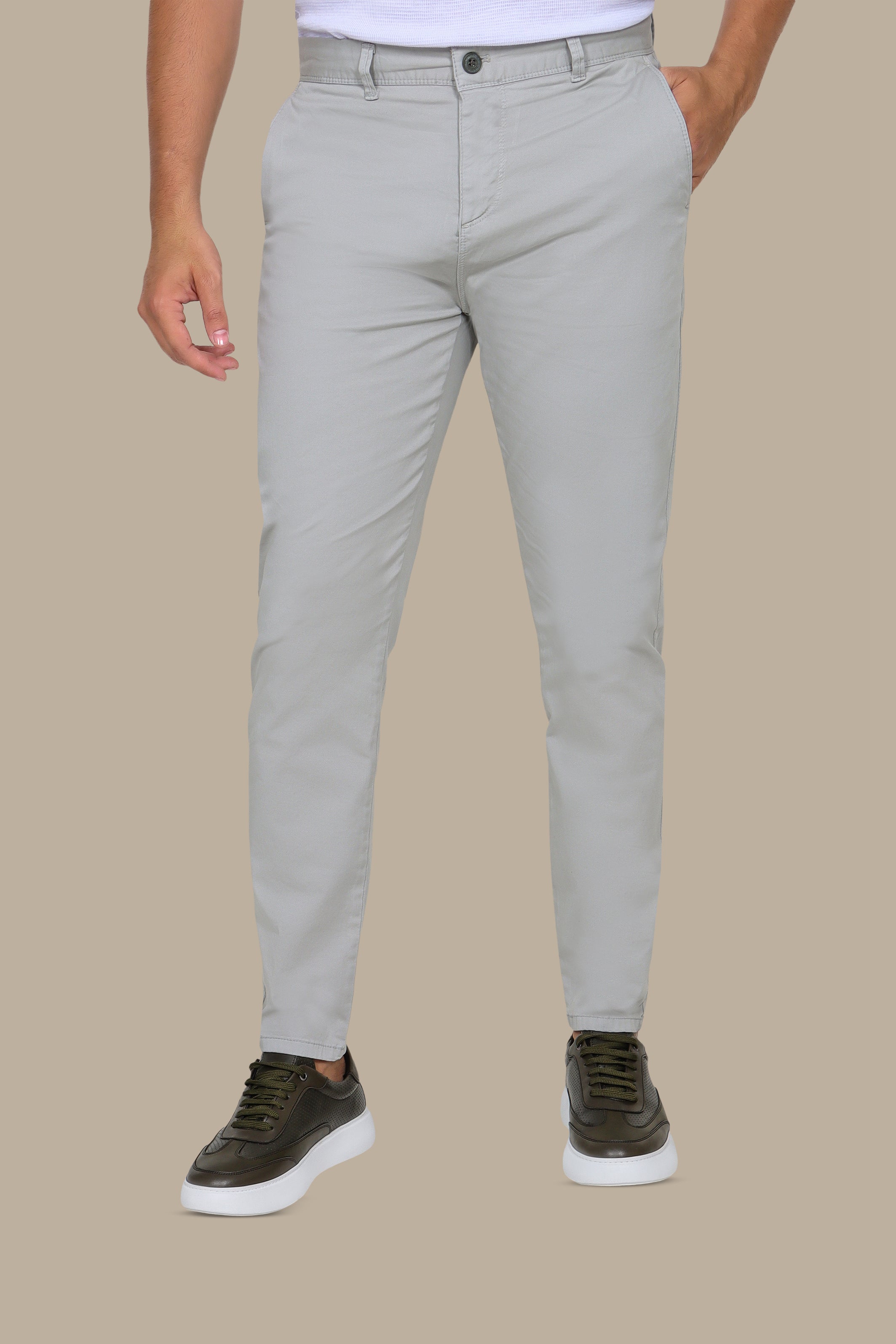 Light Grey Plain Chinos