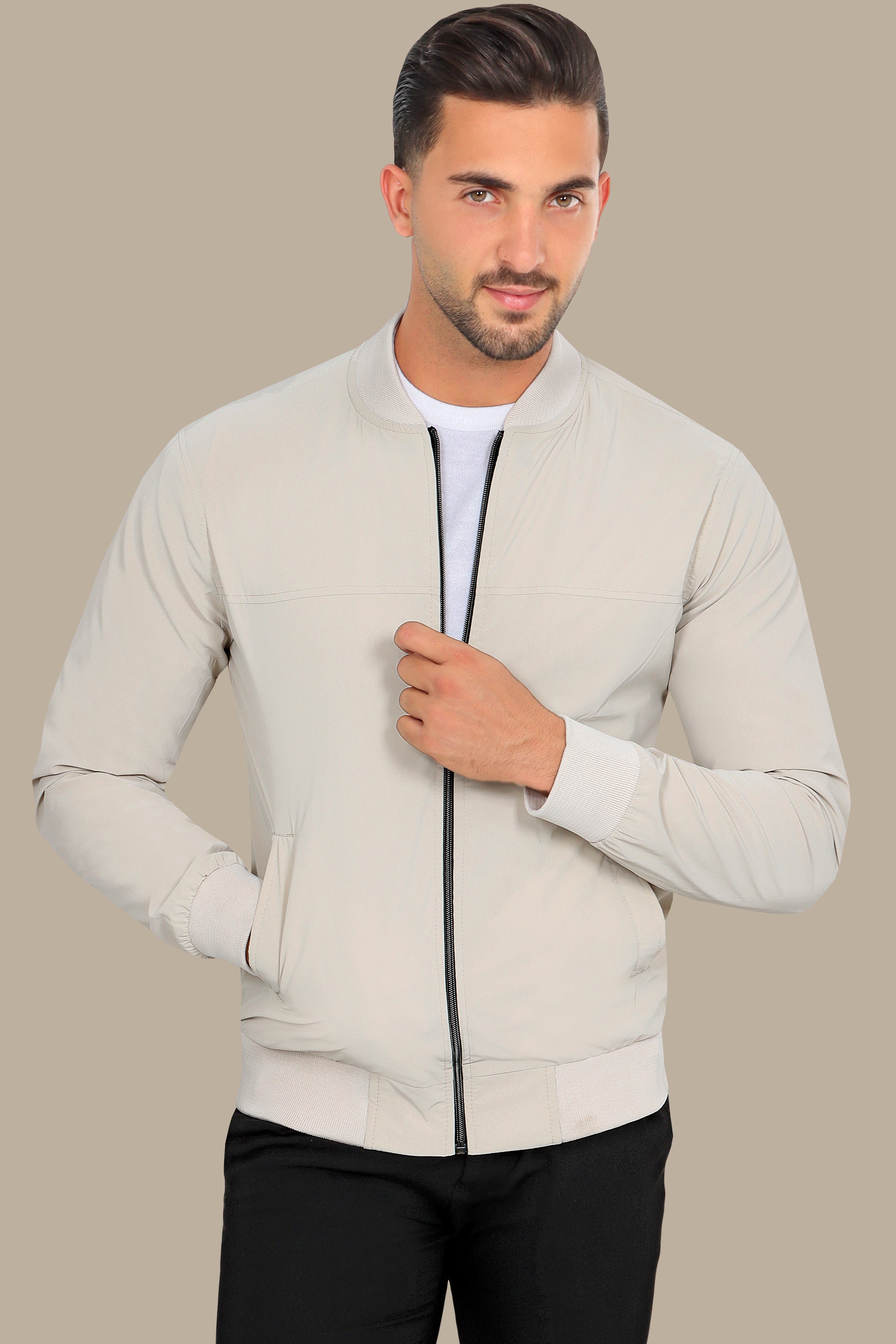 Beige Waterproof Blouson – Sleek & Functional