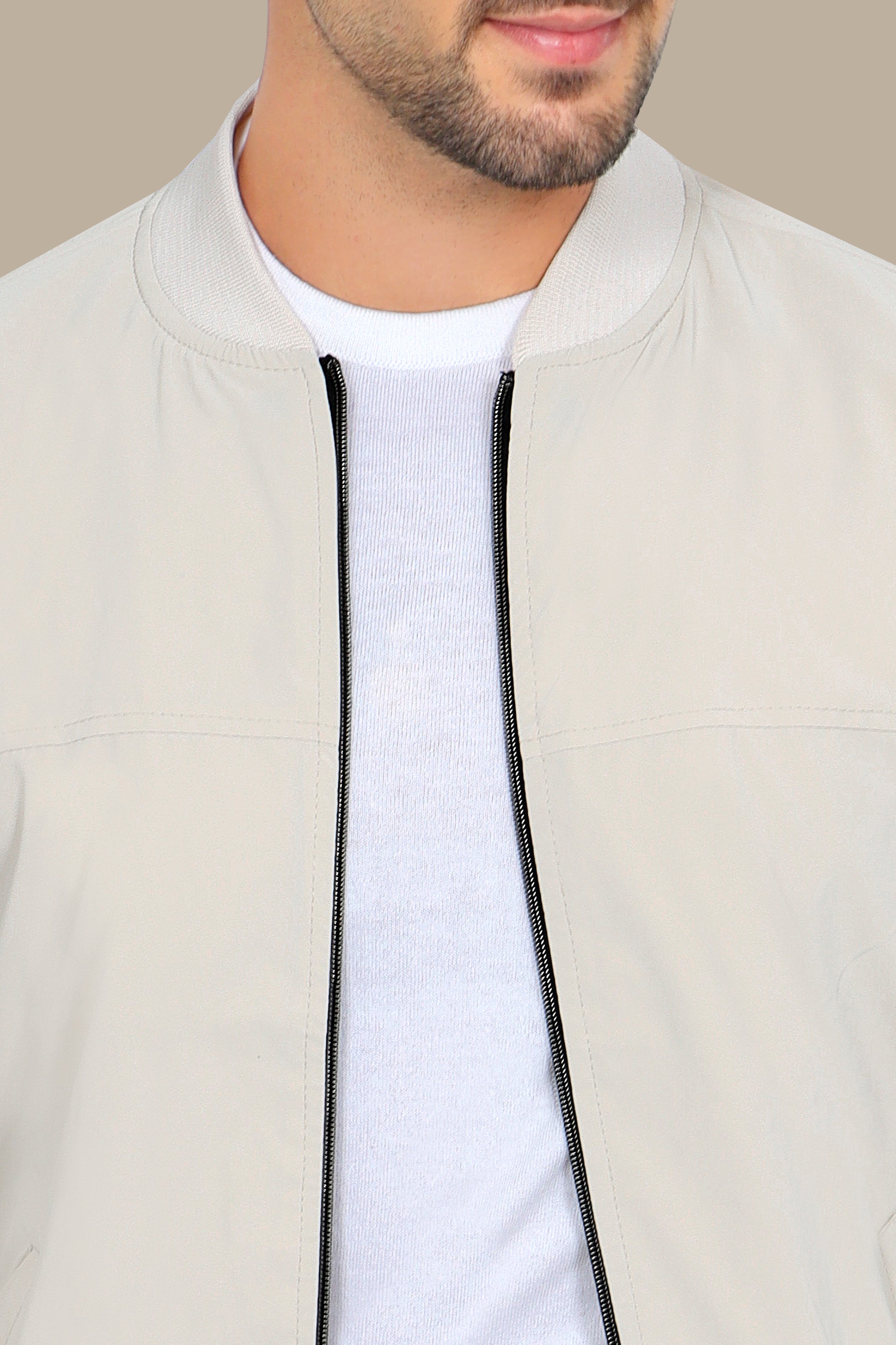 Beige Waterproof Blouson – Sleek & Functional