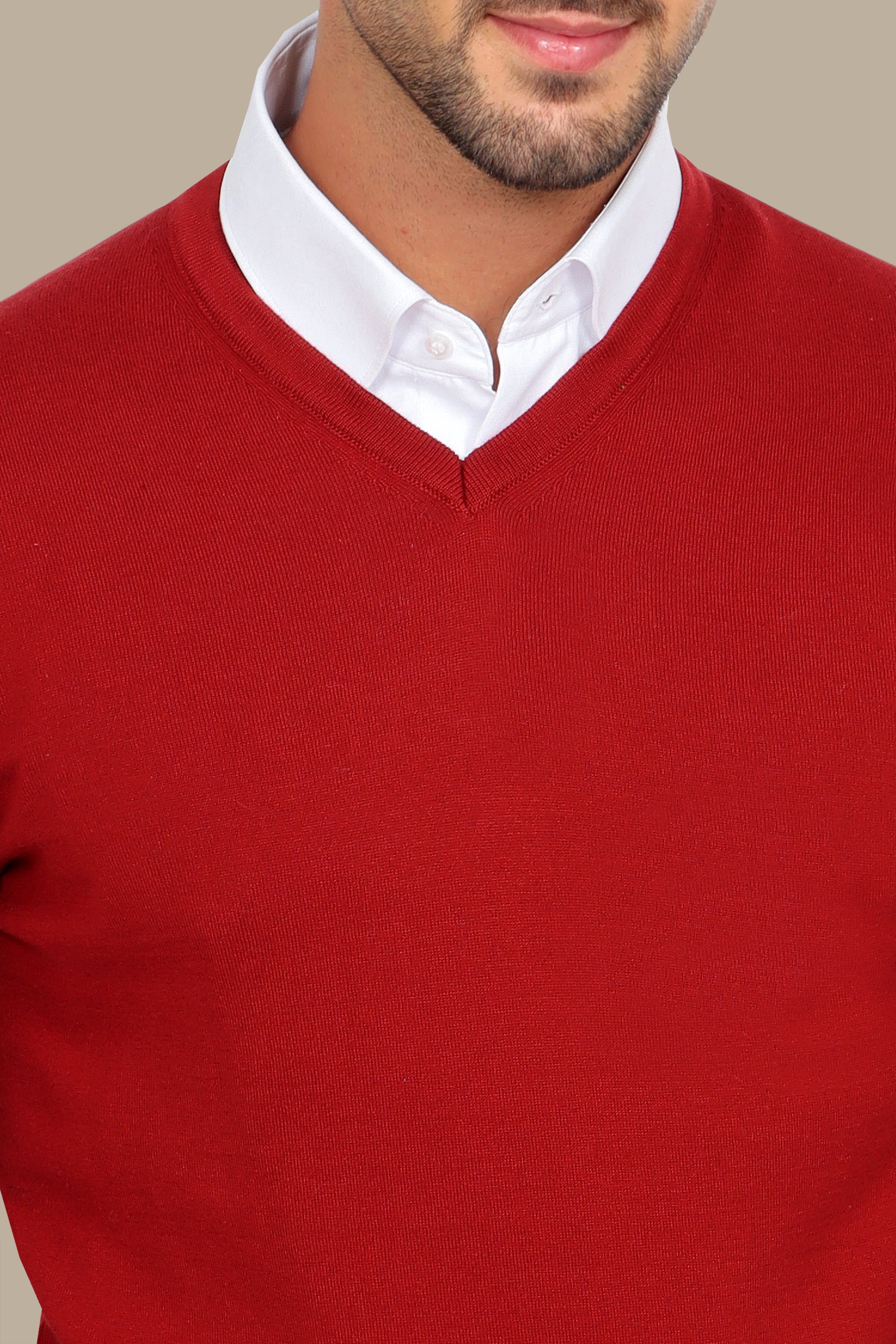 Basic Red V-Neck Sweater