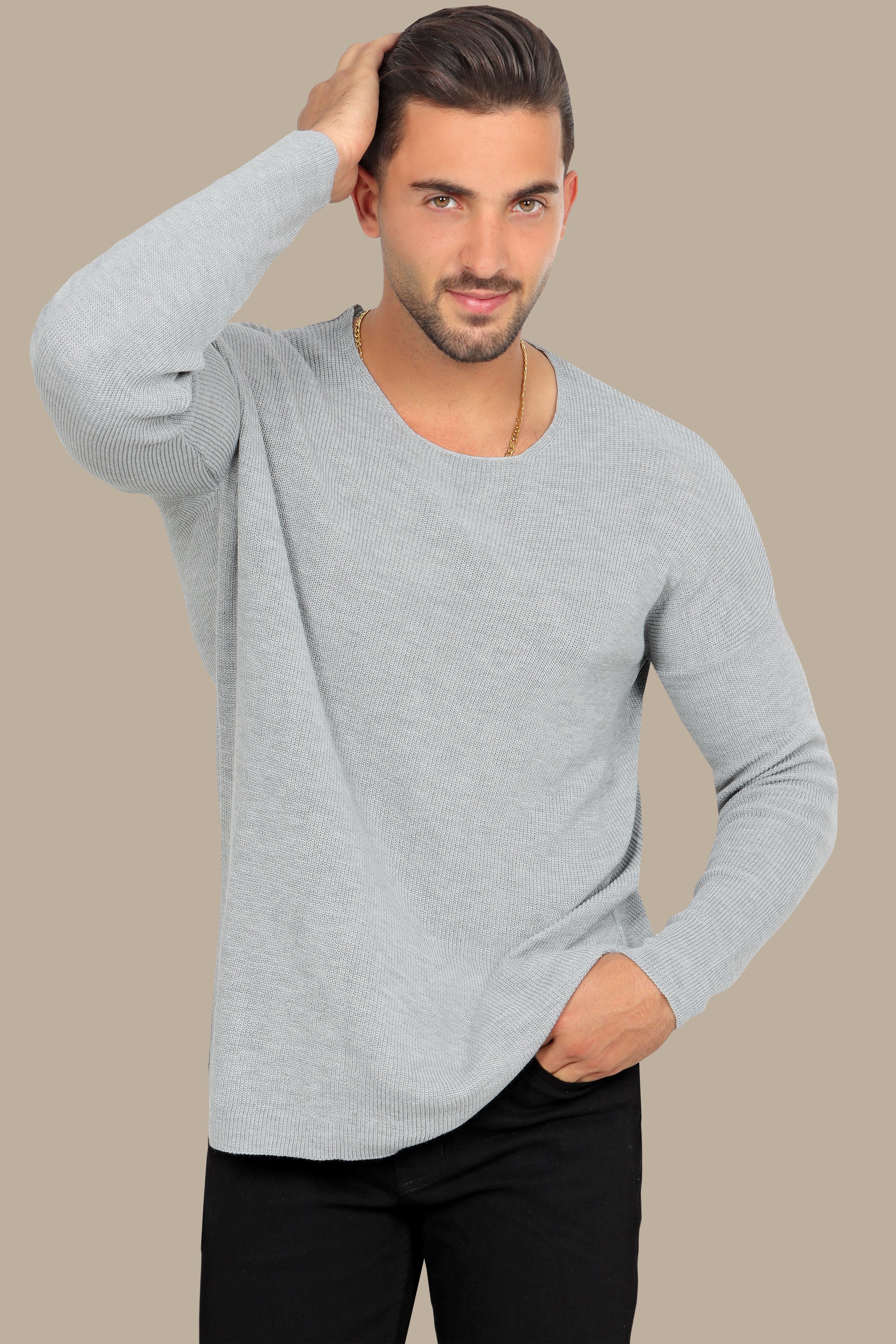 Grey Oversized Mercerized Sweater