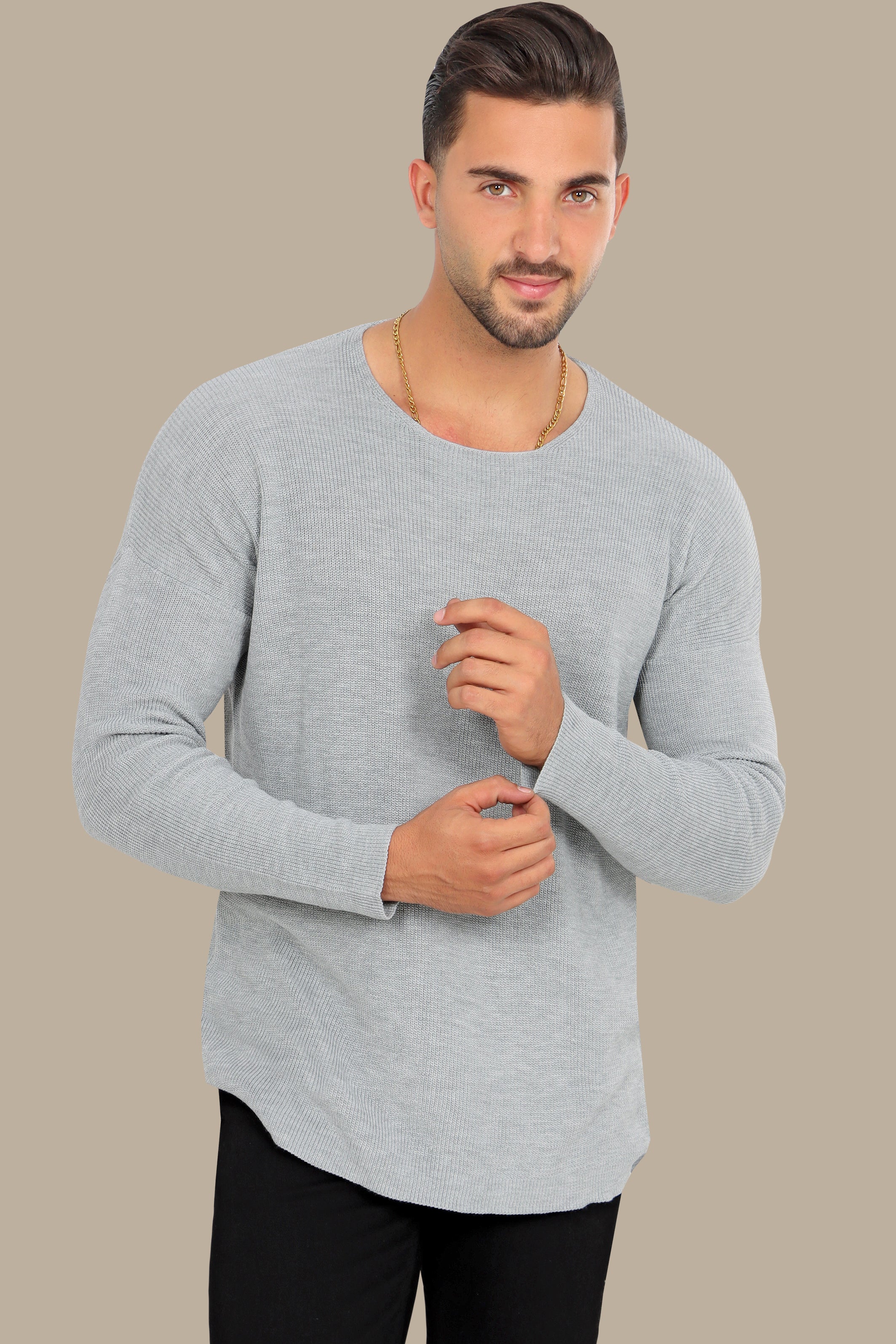 Grey Oversized Mercerized Sweater