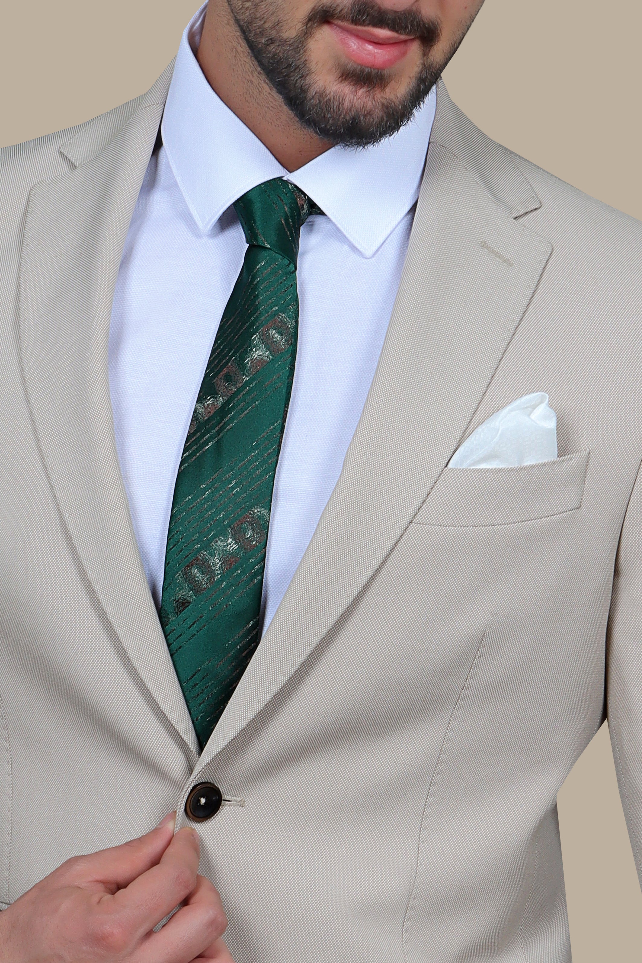 Timeless Charm: The Beige Pique Notch Suit