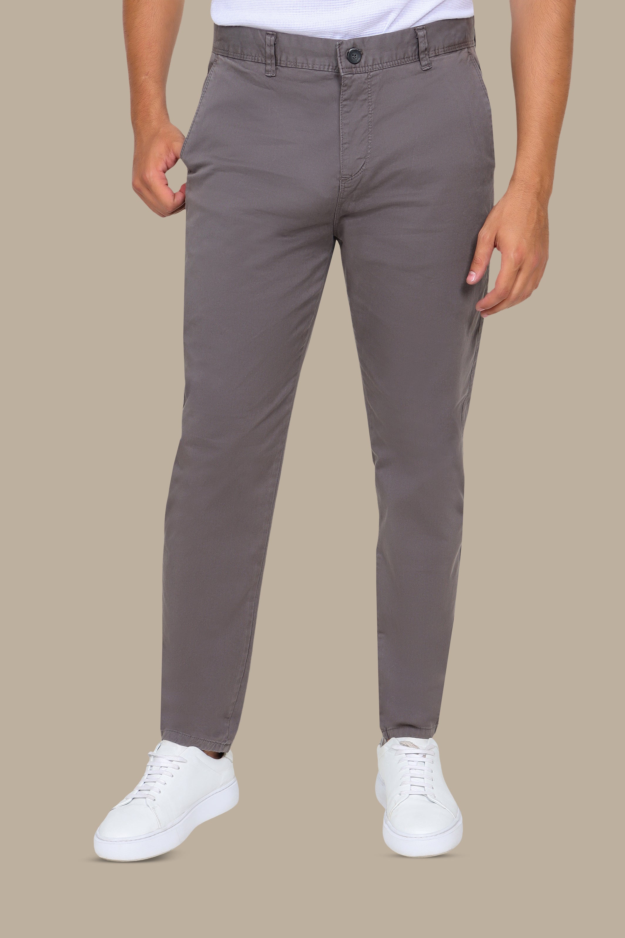 Dark Grey Plain Chino Pants