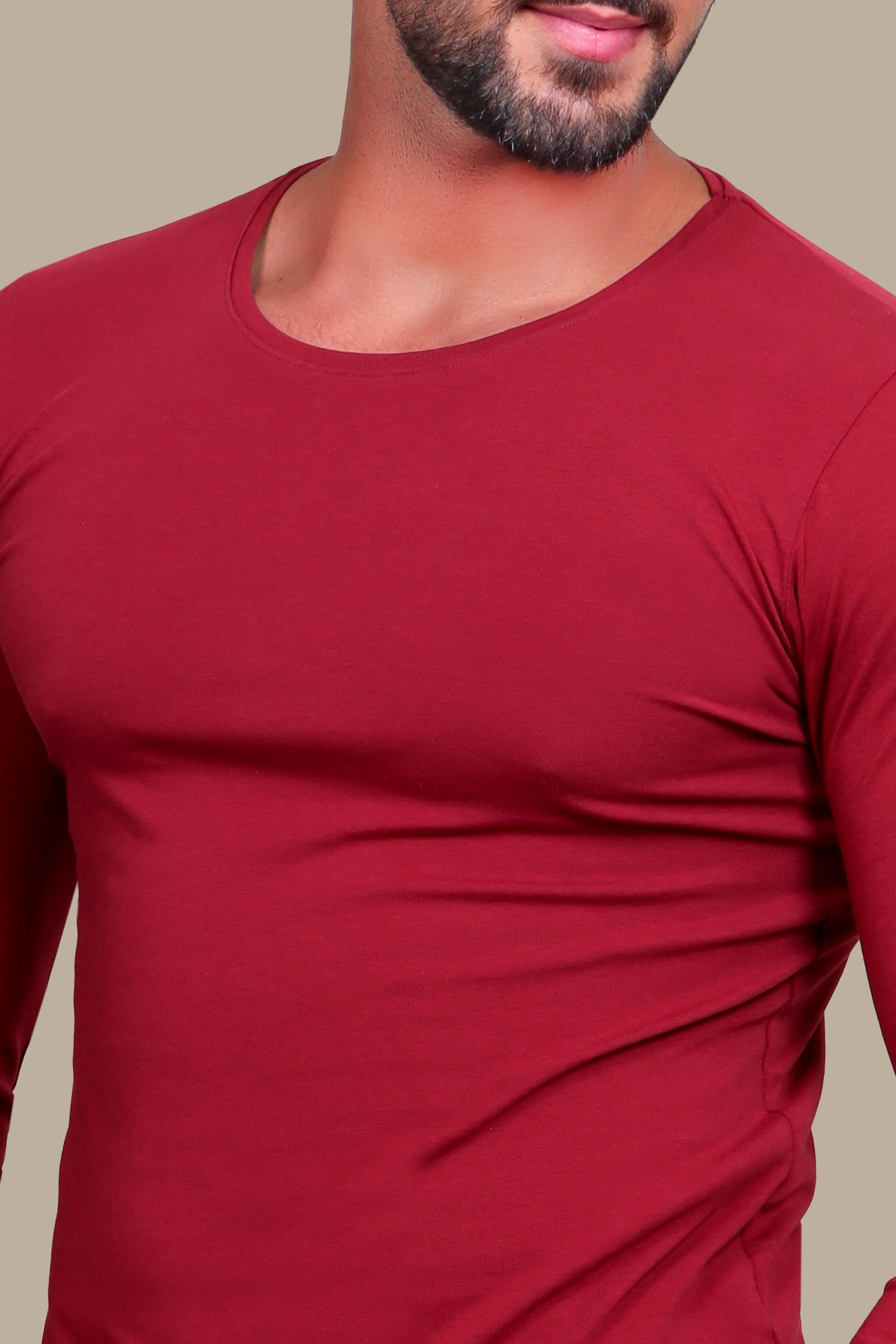 Burgundy Bliss: Long Sleeve Round Neck Essential