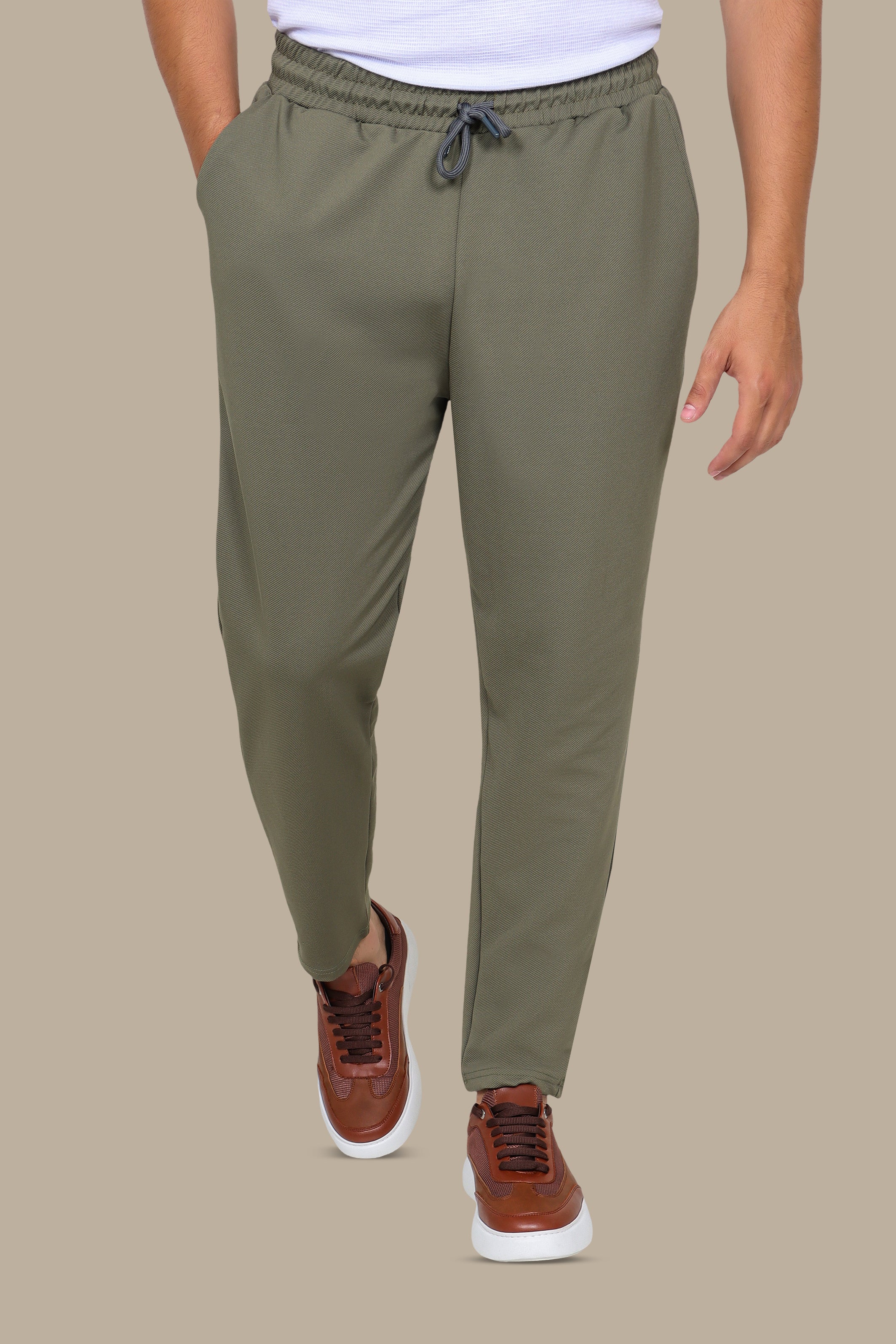 Olive Ribbed Aerobin Pants