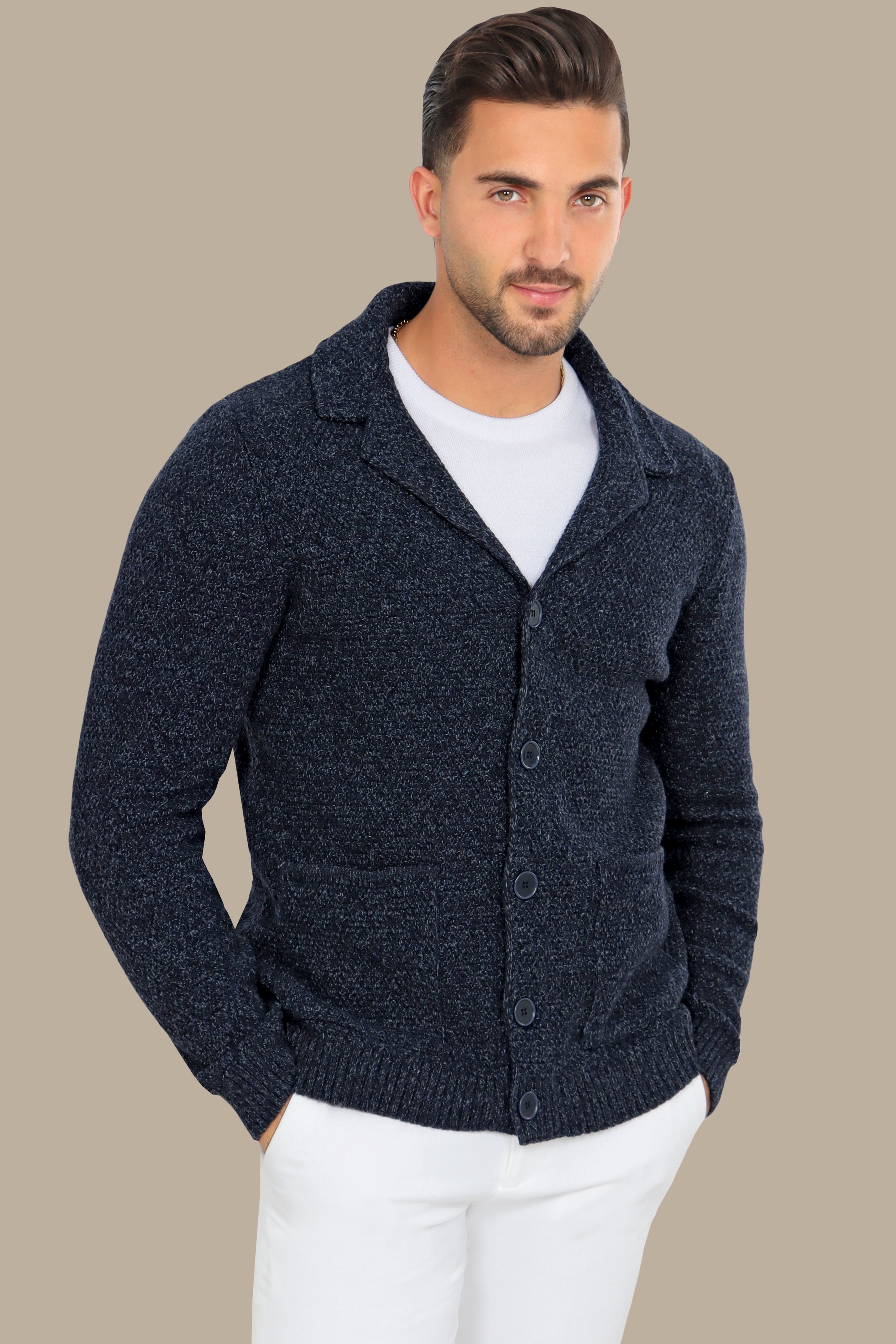 Soft Touch: Blue Mercerized Cotton Cardigan