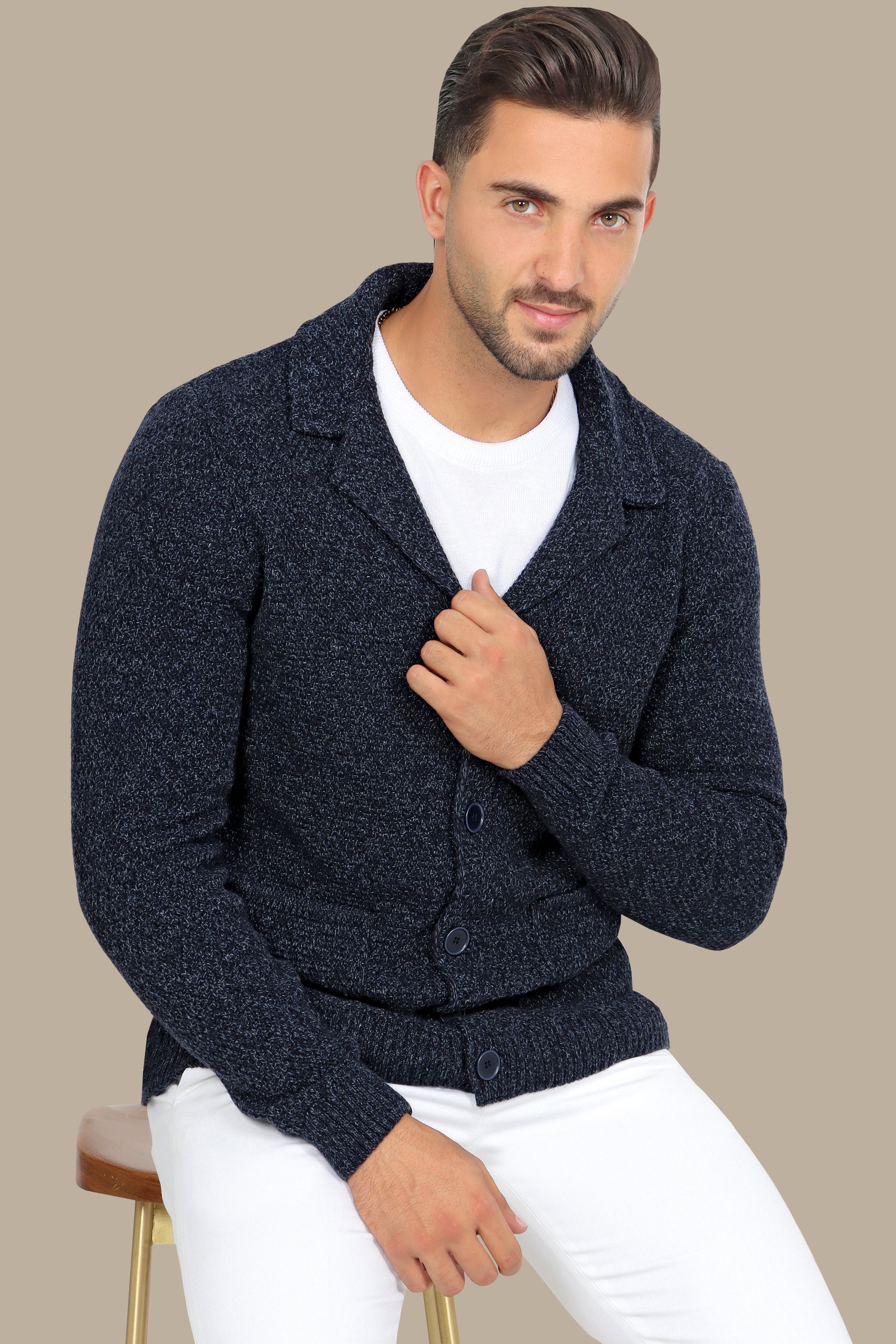 Soft Touch: Blue Mercerized Cotton Cardigan