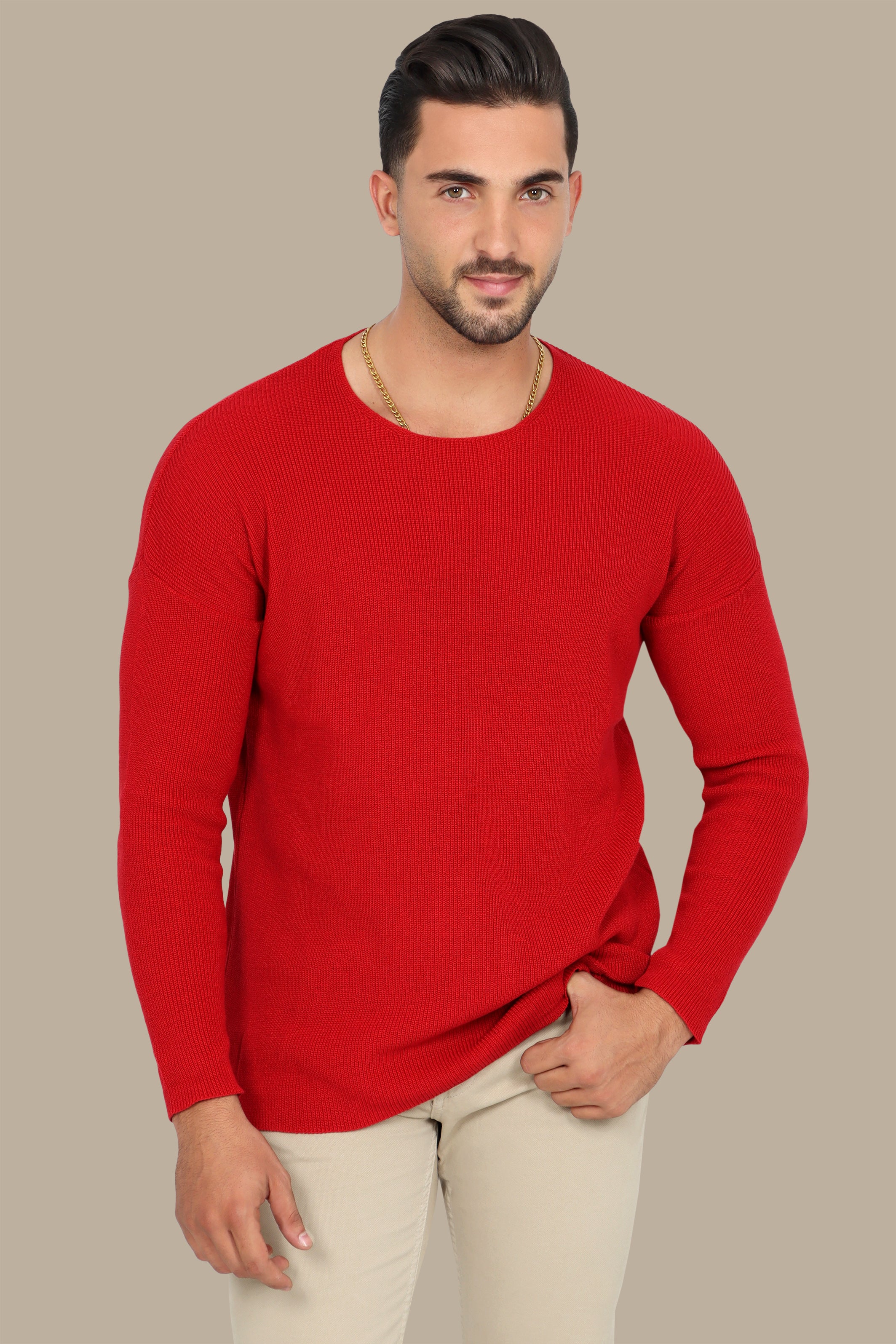 Red Oversized Mercerized Sweater