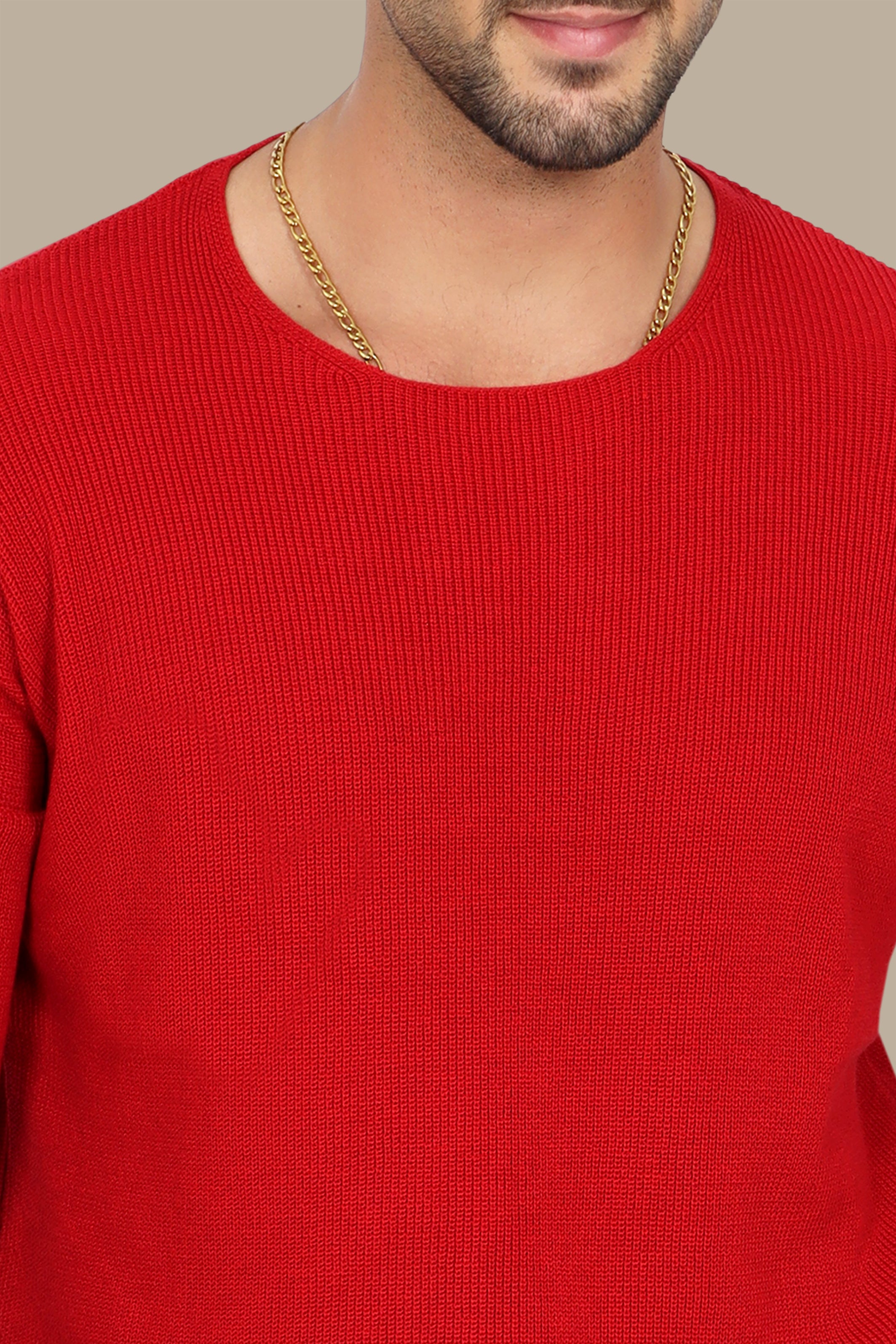 Red Oversized Mercerized Sweater