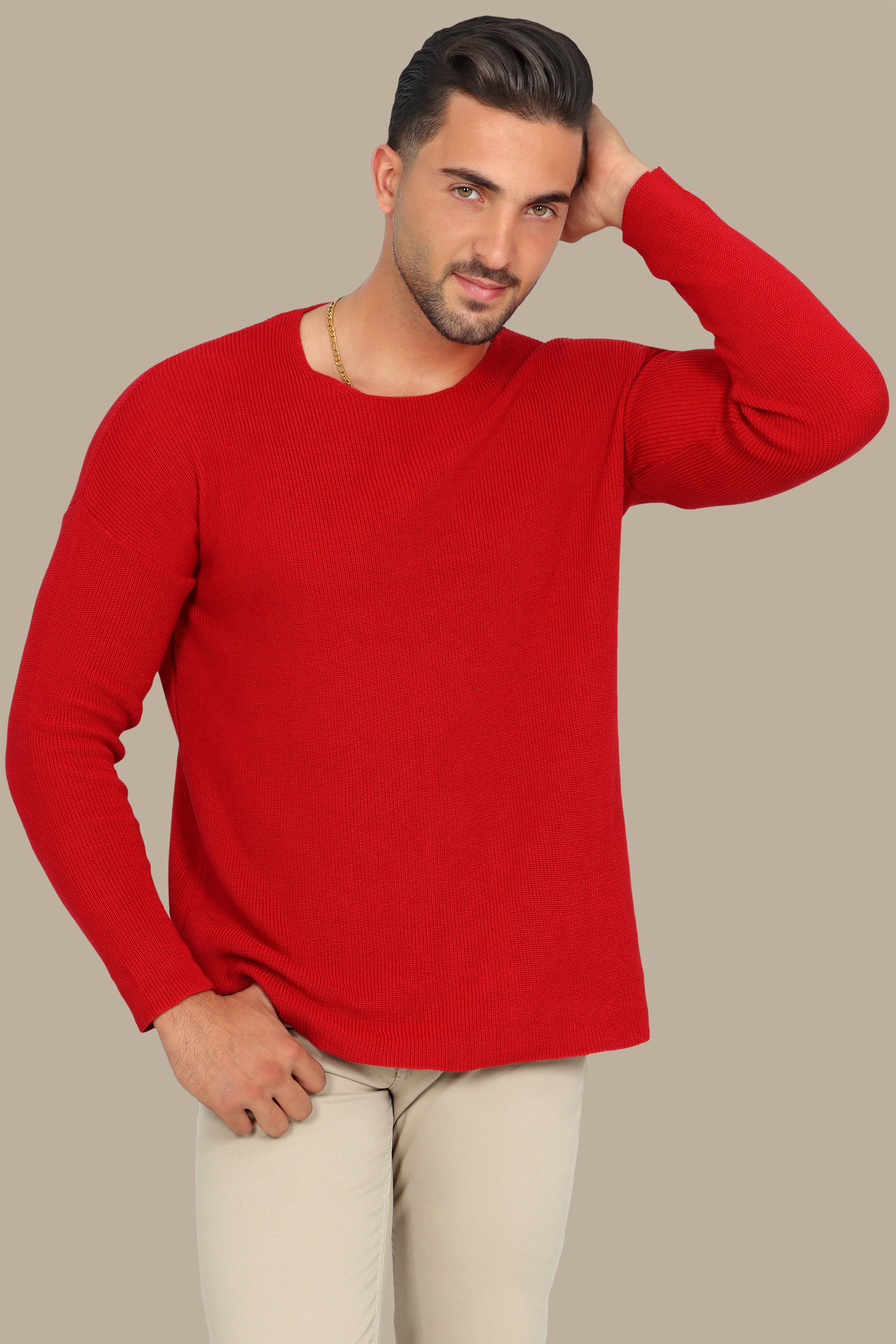 Red Oversized Mercerized Sweater