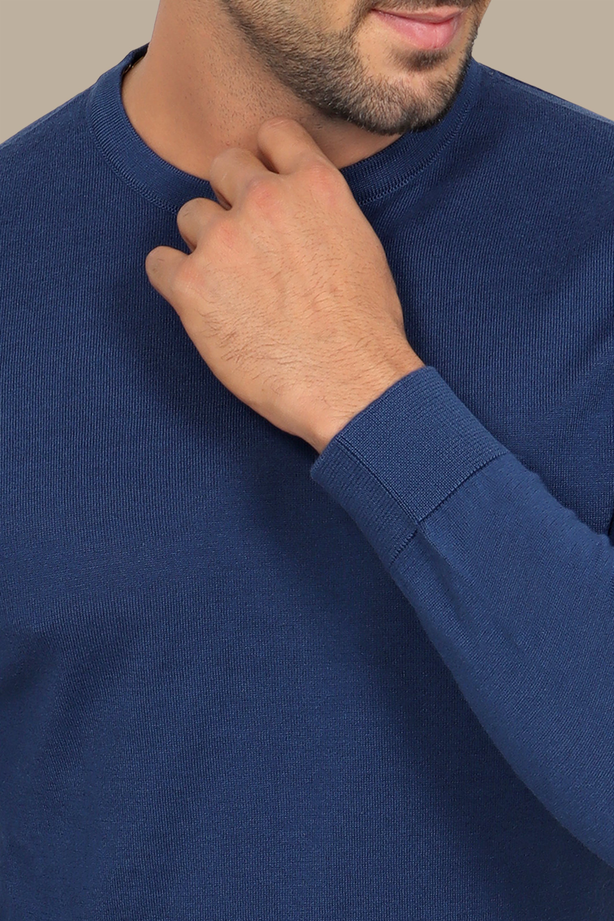 Blue  R-Neck Basic Sweater