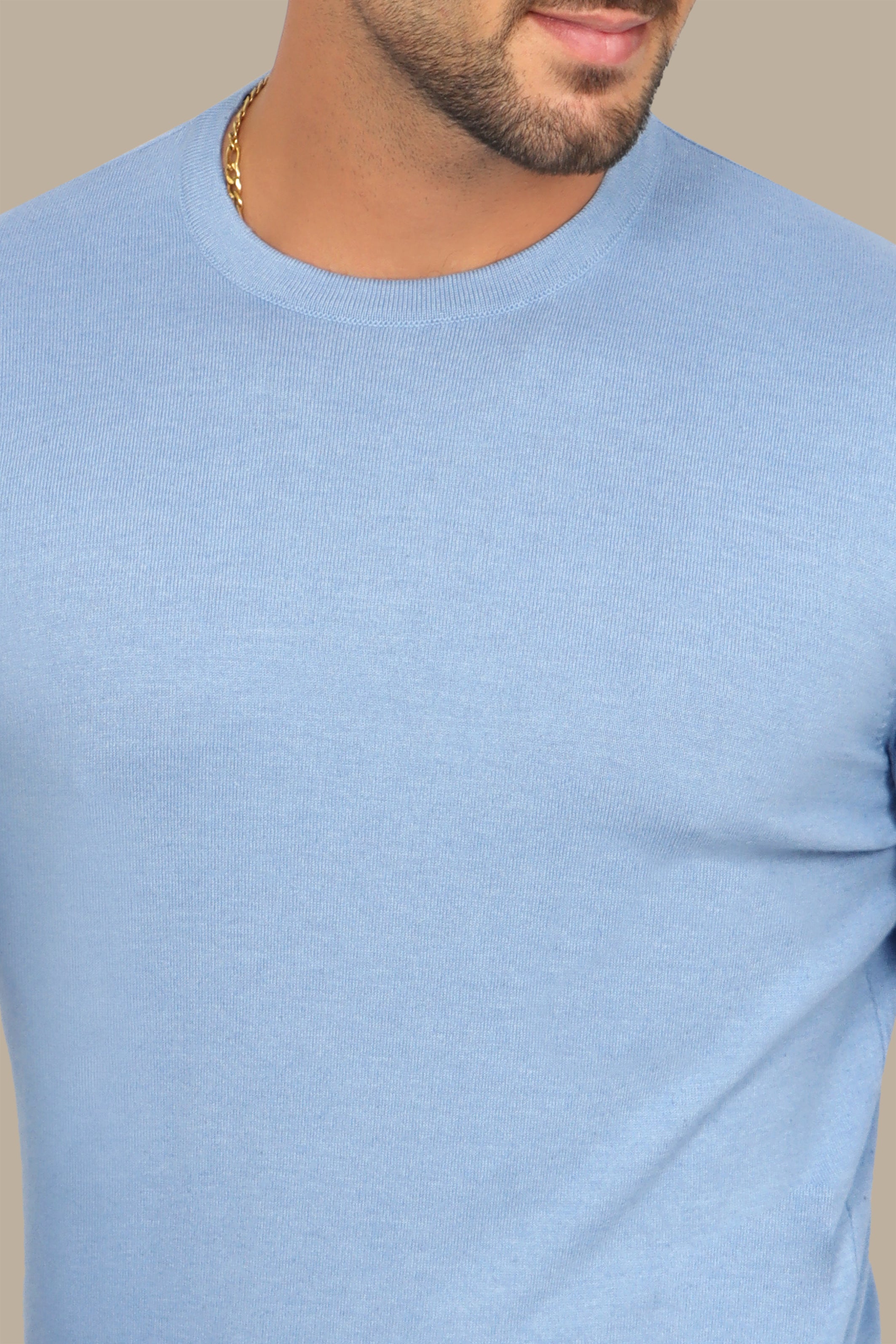 Light Blue Basic R-Neck Sweater