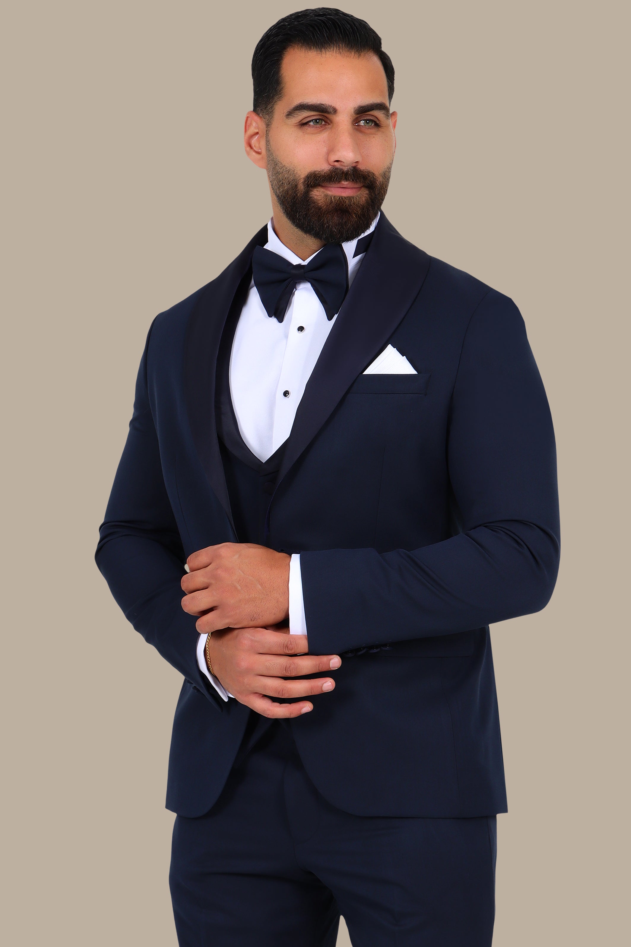 Navy Charm: 4-Piece Shawl Collar Tuxedo