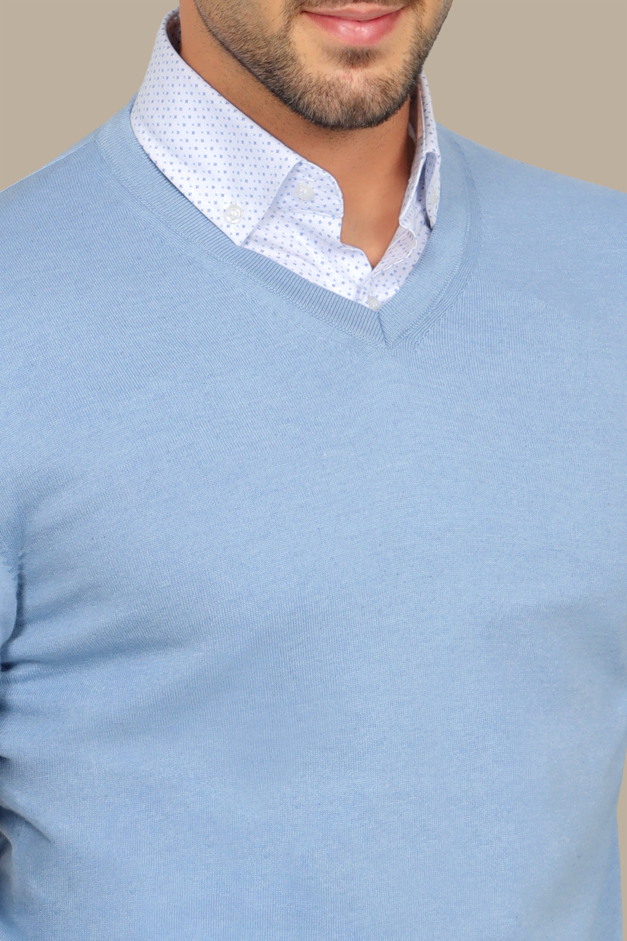 Light Blue Basic V-Neck Sweater