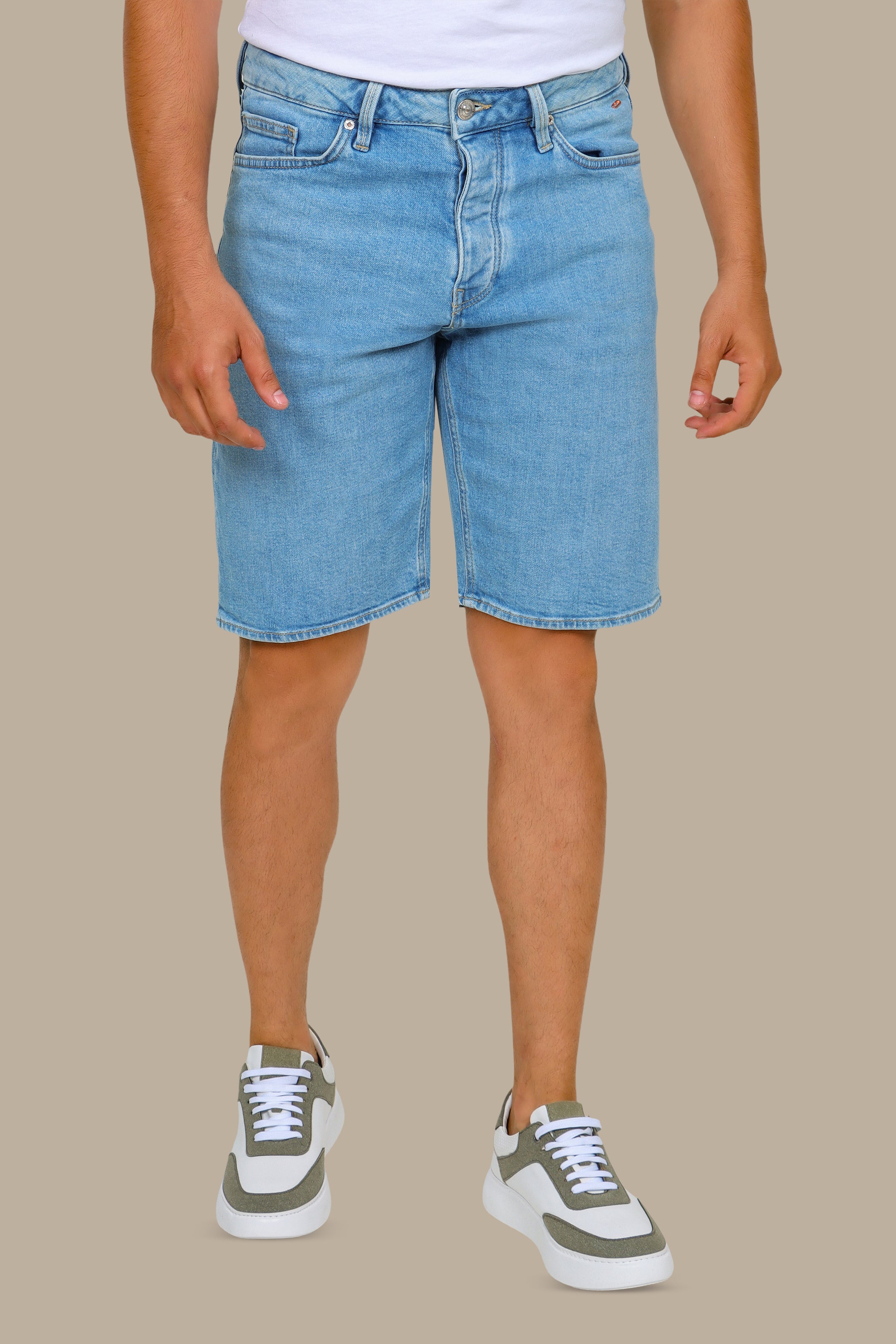 Light Blue Tie-Dye Short Denim