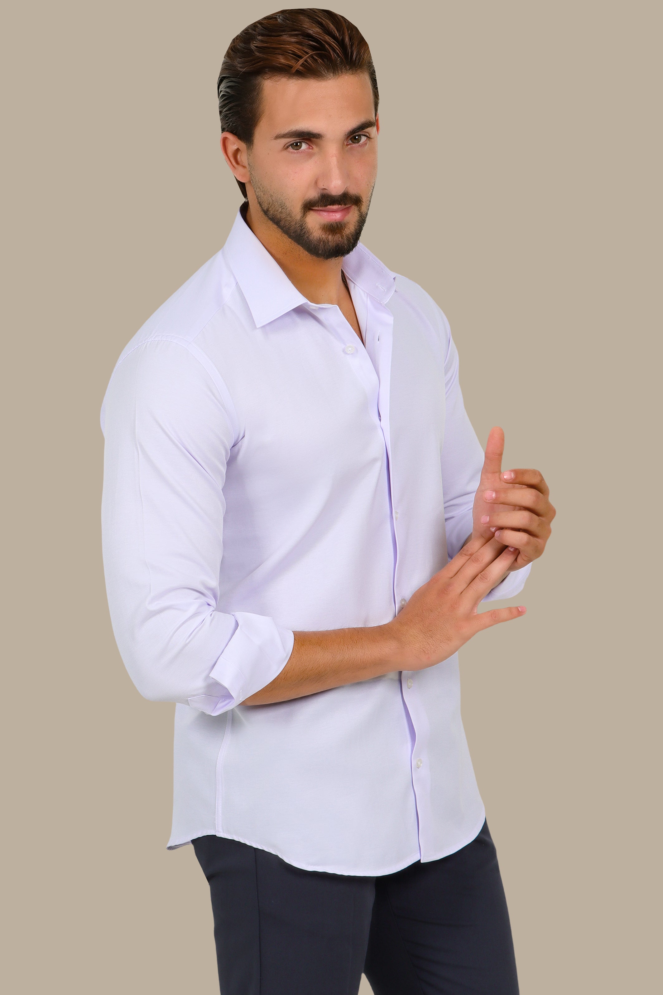 Classic Soft Satin Shirt – Lilac