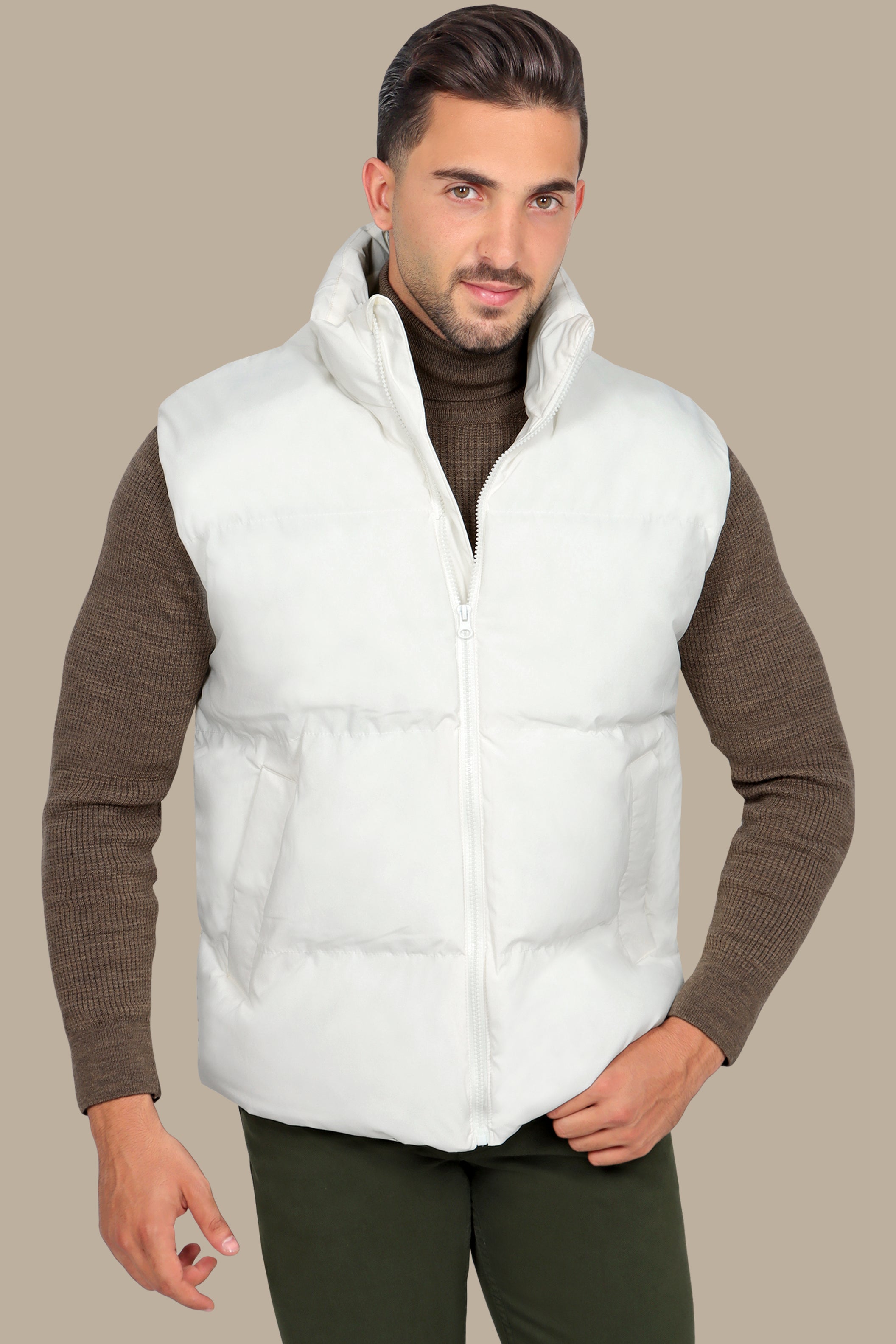 White Basic Puffer Vest