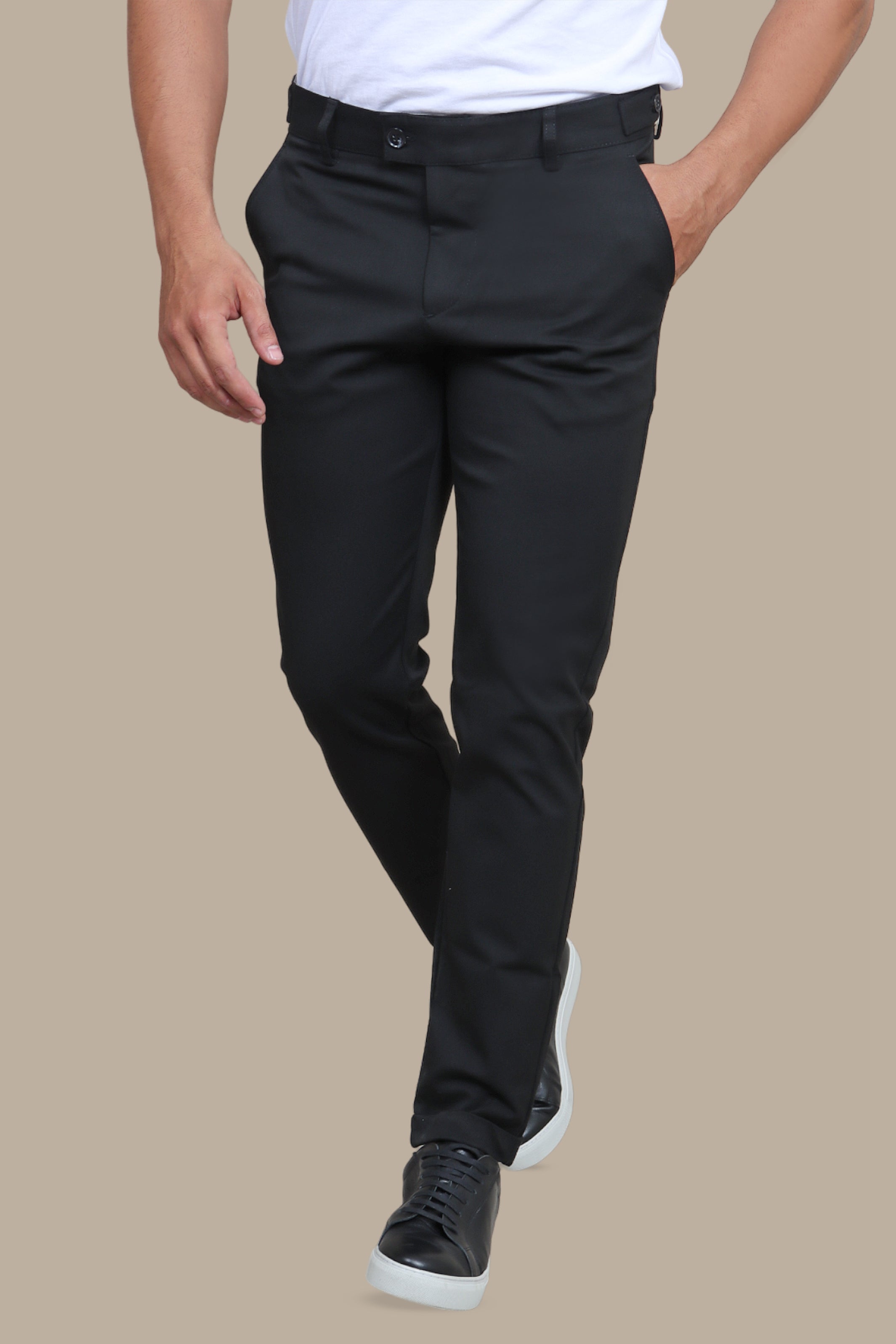 Black Pleated Fashion Trousers