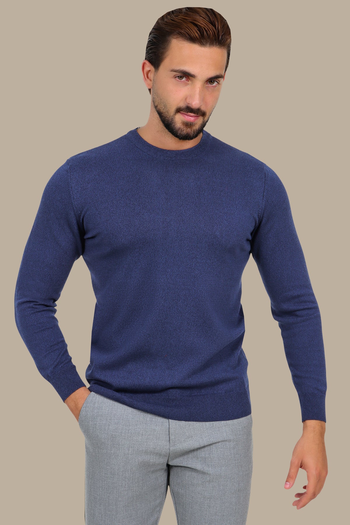 Blue Round-Neck Sweater