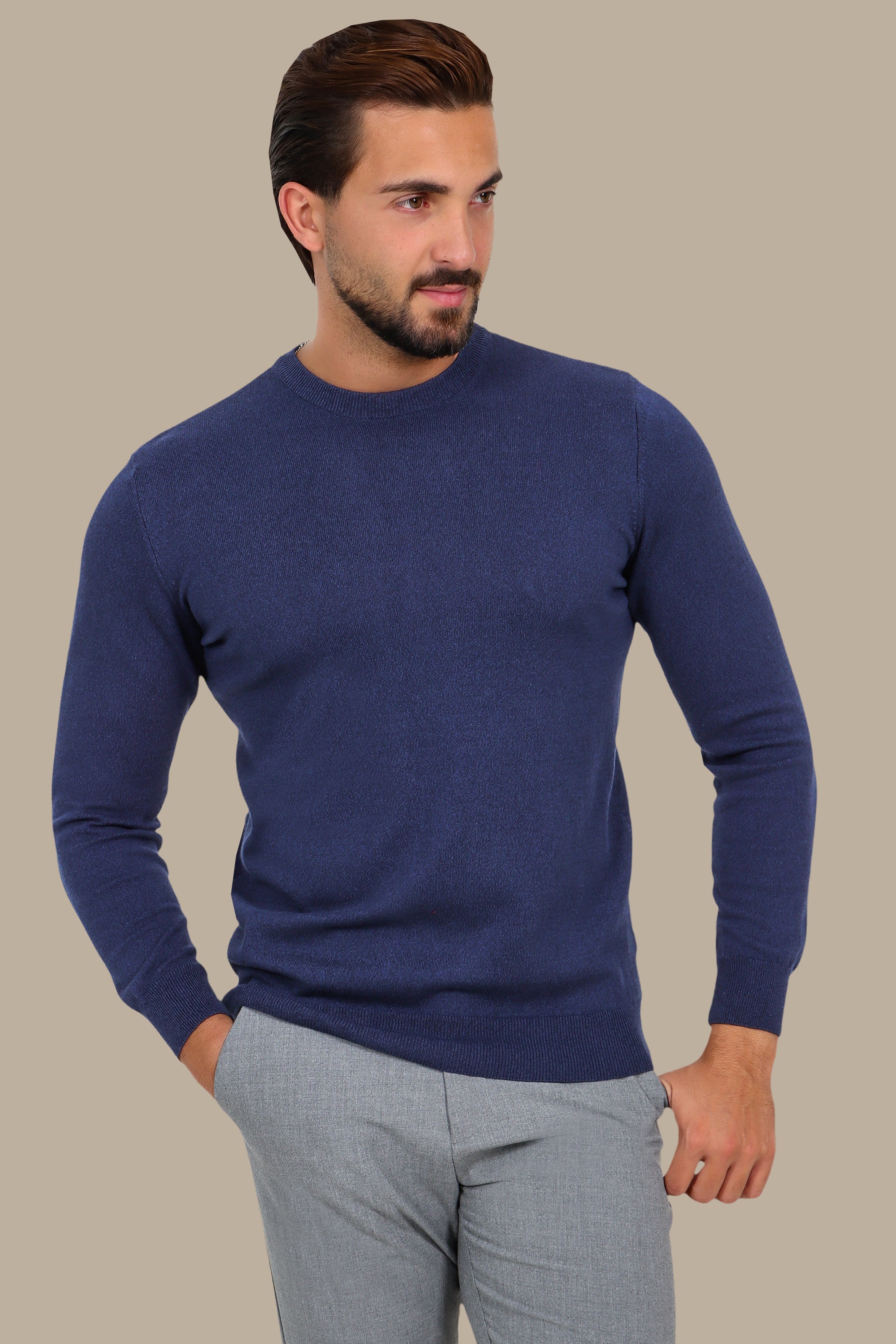 Blue Round-Neck Sweater