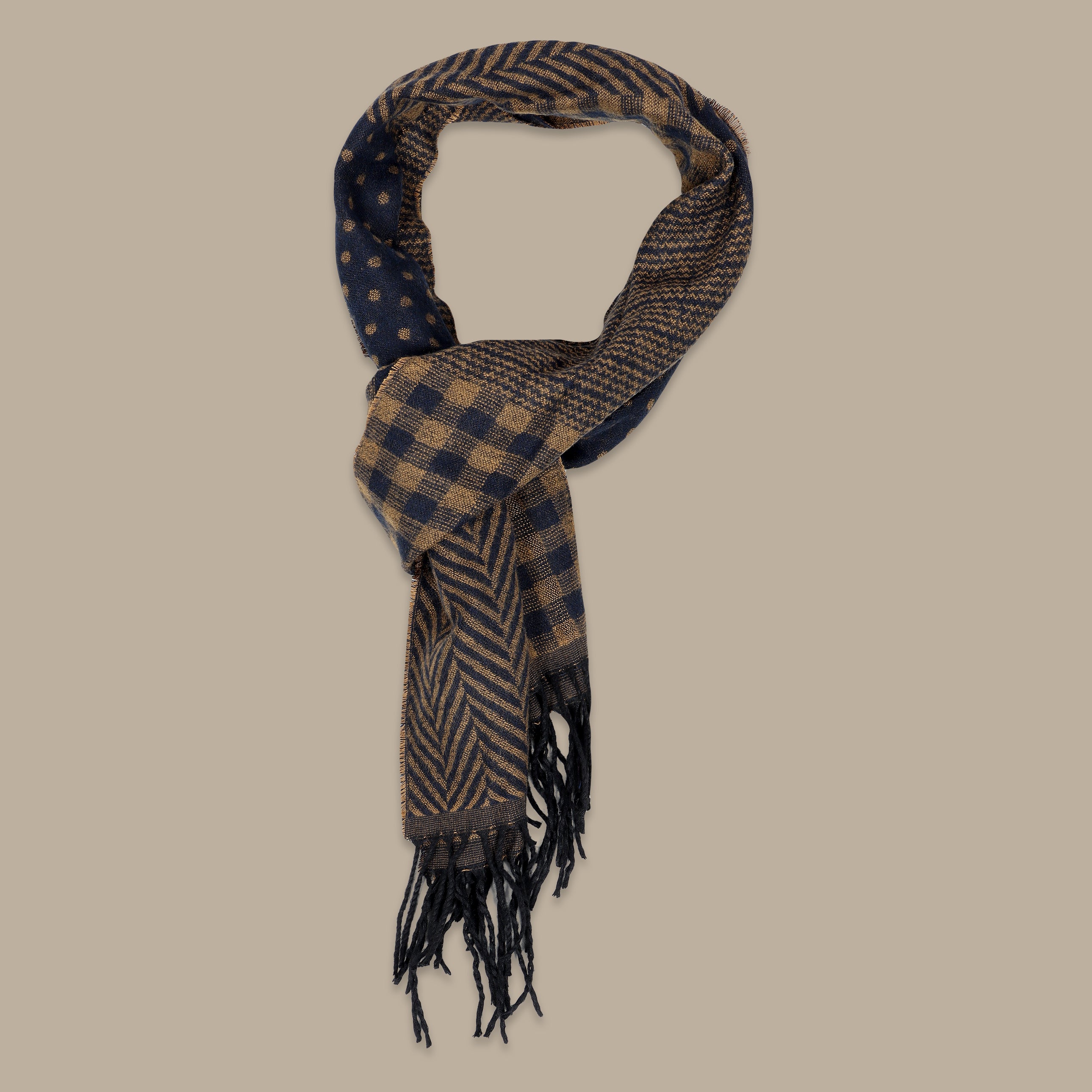 Havané Scarf with Mixed Navy Pattern