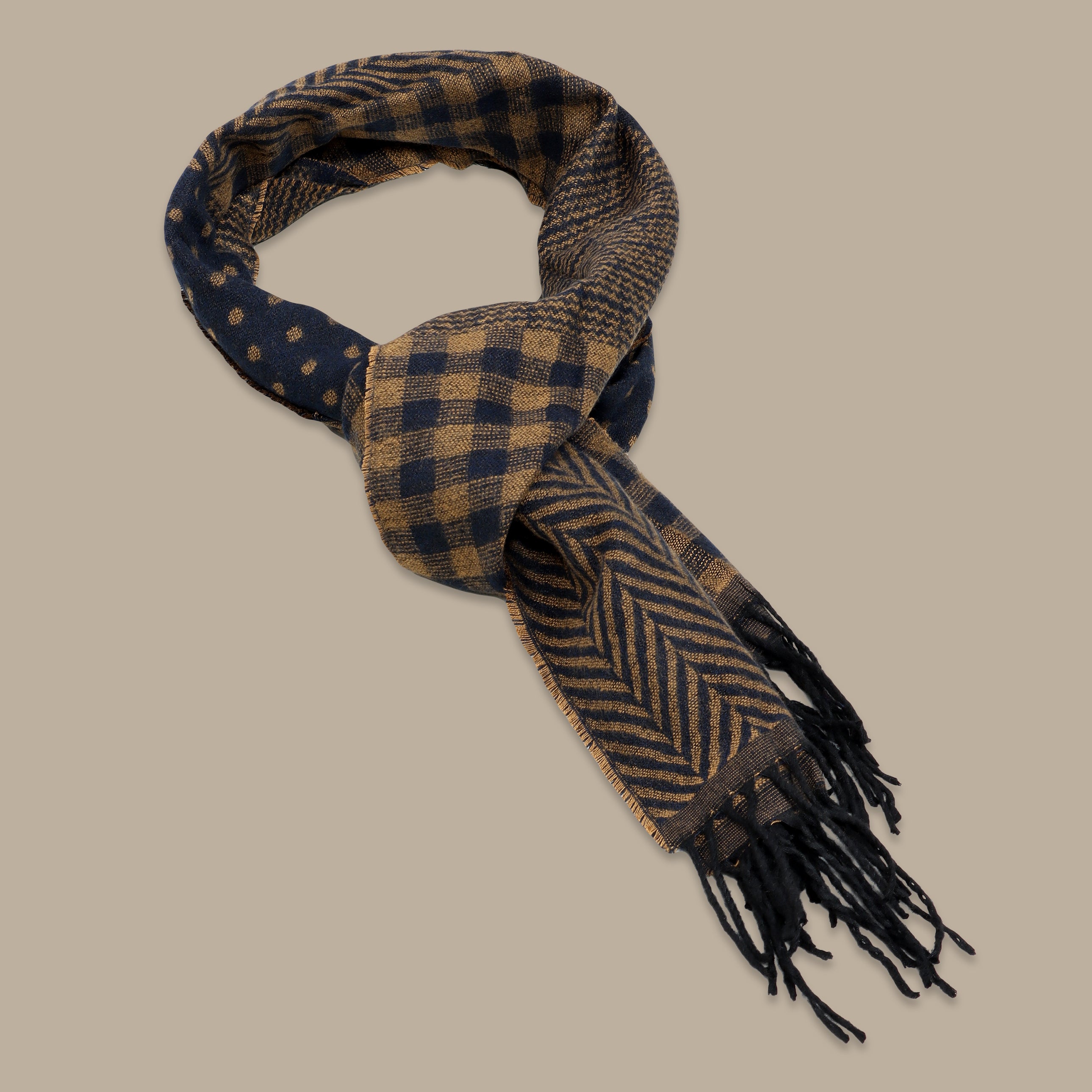 Havané Scarf with Mixed Navy Pattern