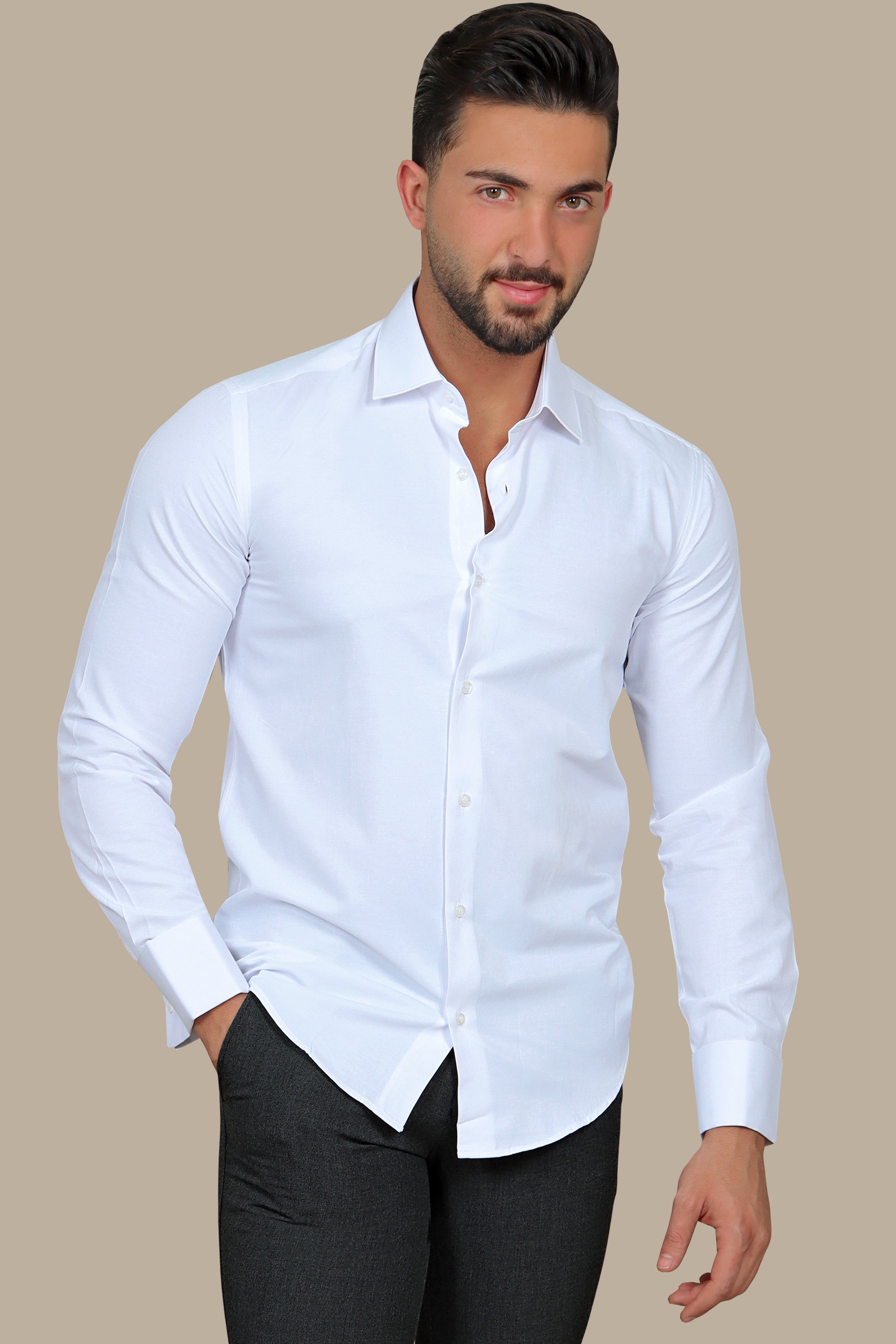 White Plain Cuff Shirt