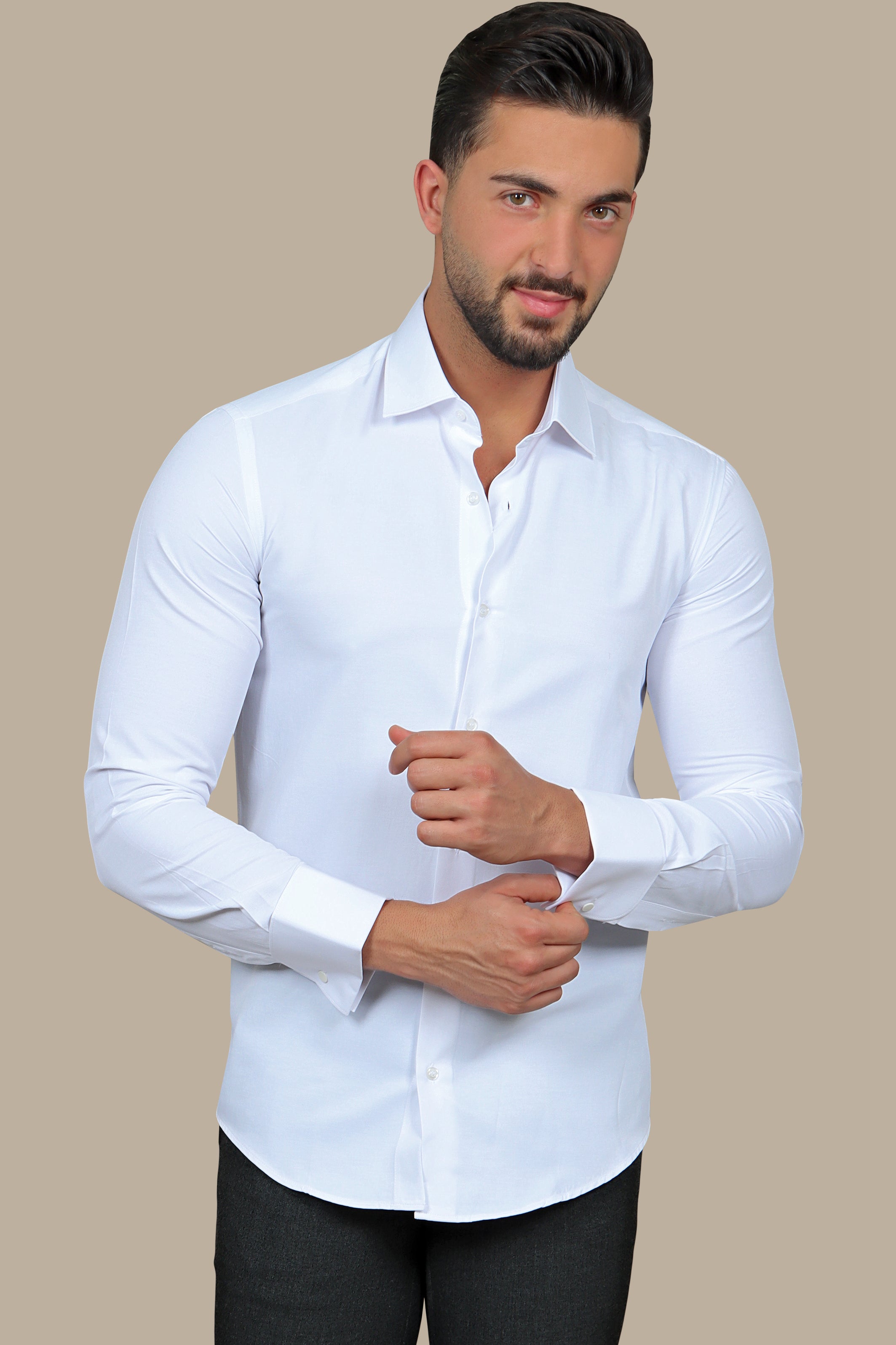 White Plain Cuff Shirt