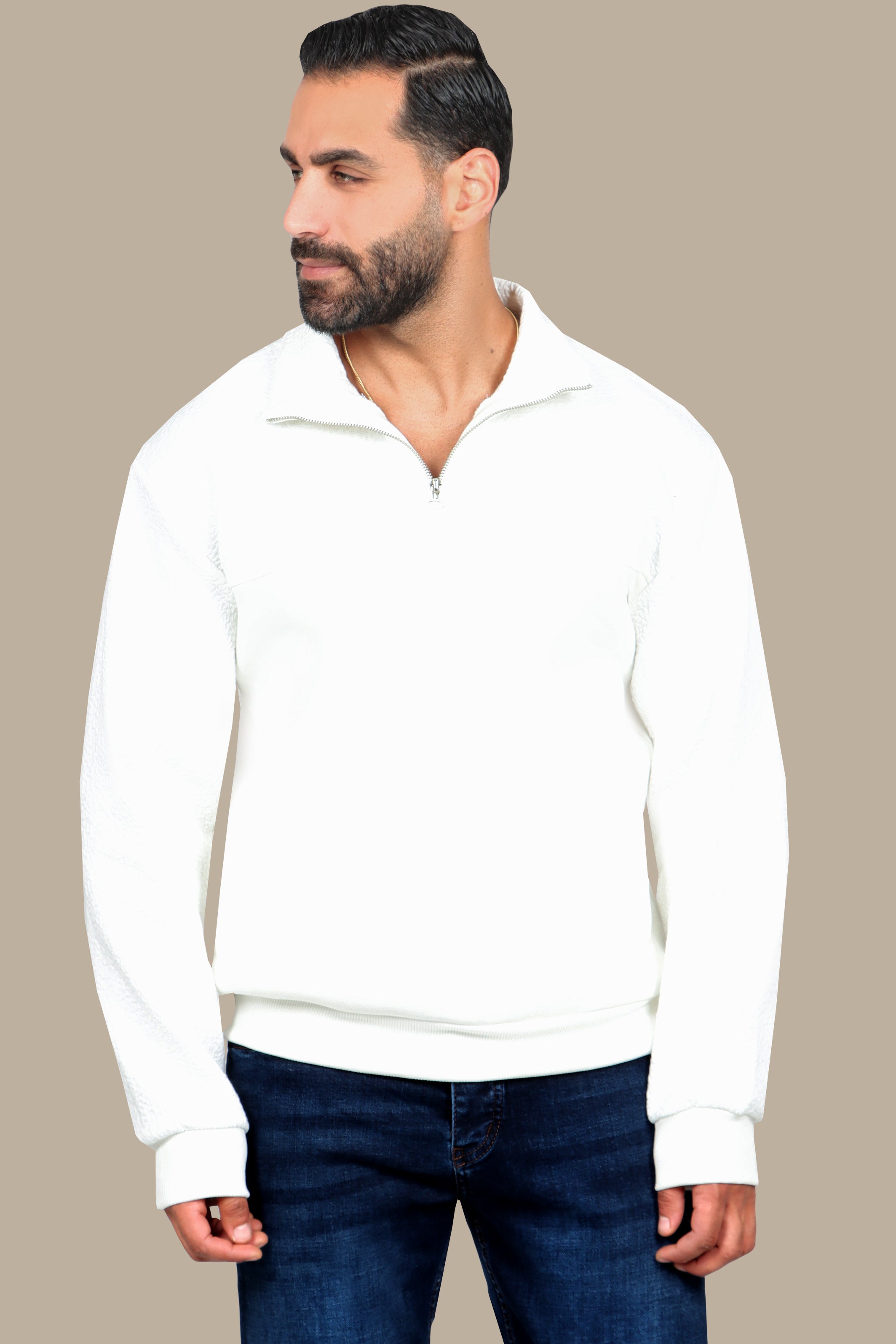 Half-Zip White Sweatshirt