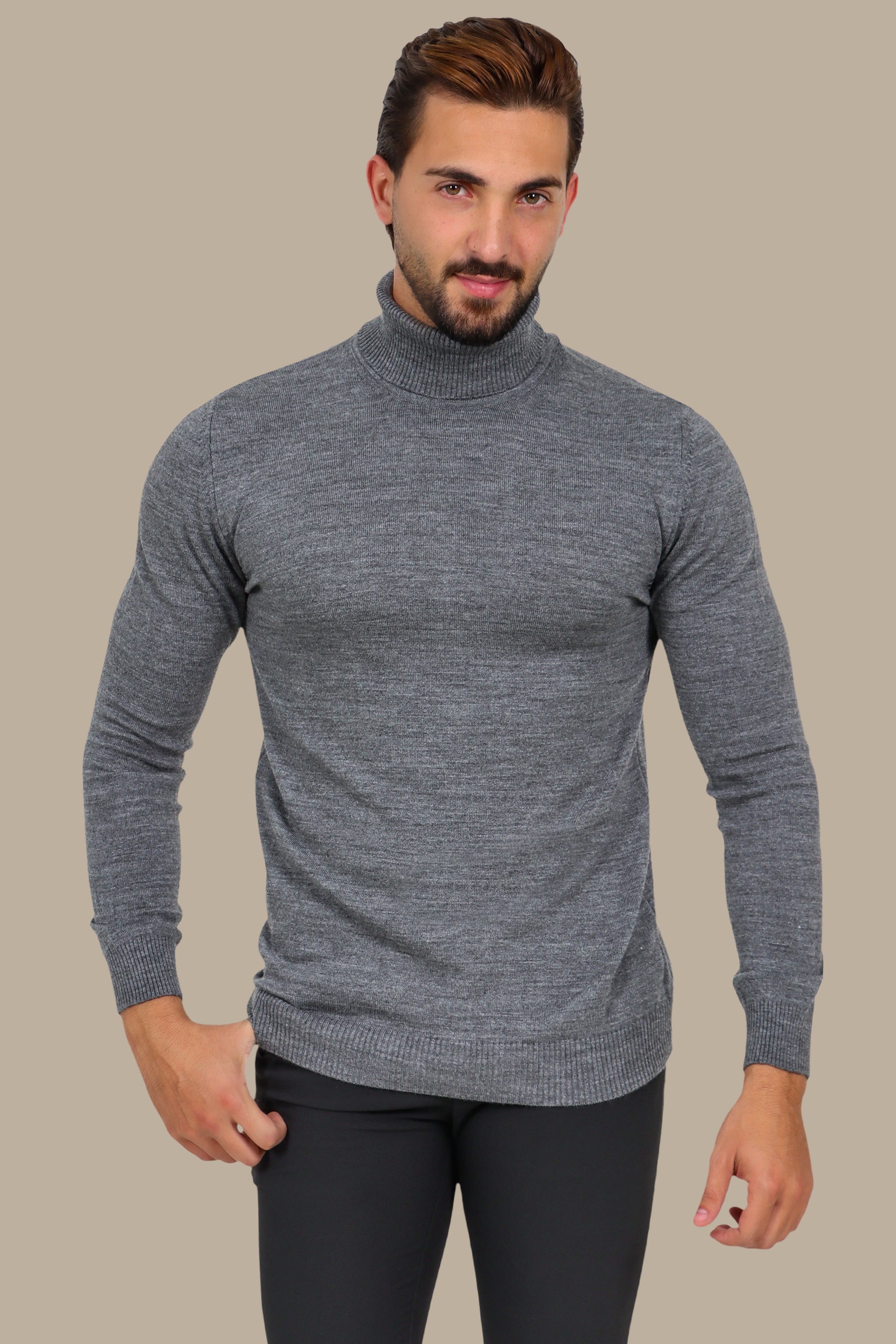 Basic Turtle Neck Sweater – Grey
